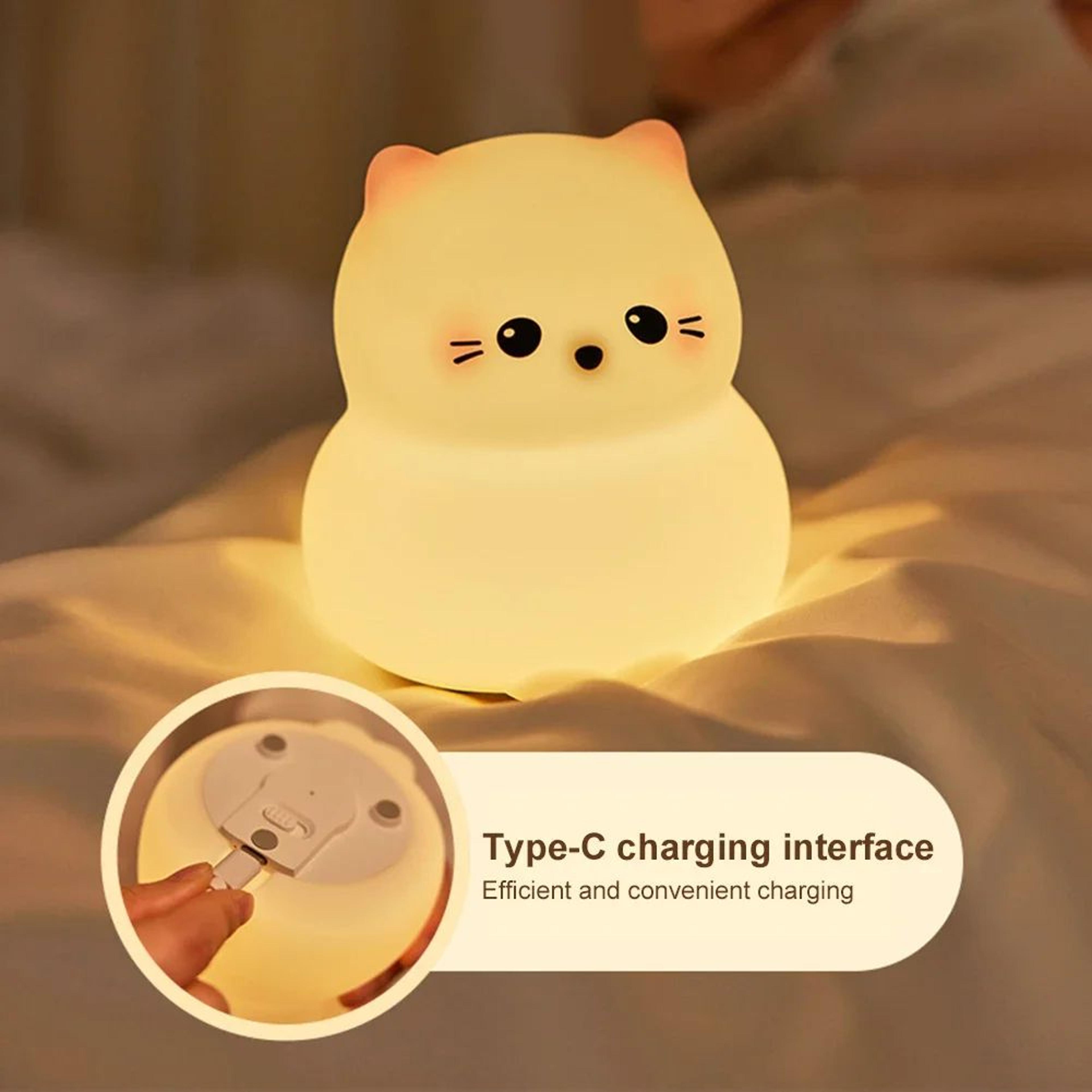 cute rechargeable silicone cat night light
