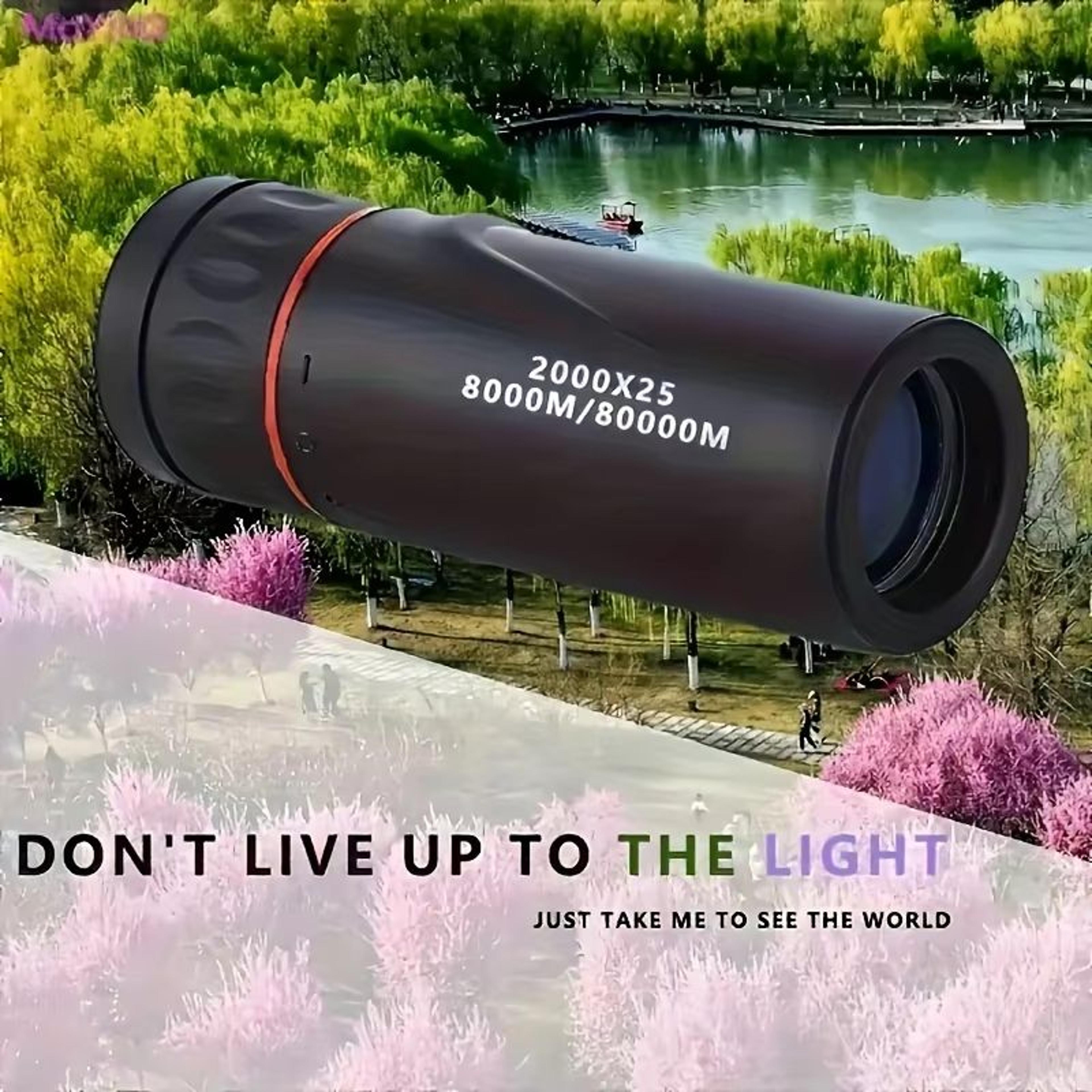 2000x25 hd pocket monocular – compact travel telescope for bird watching, hiking & concerts