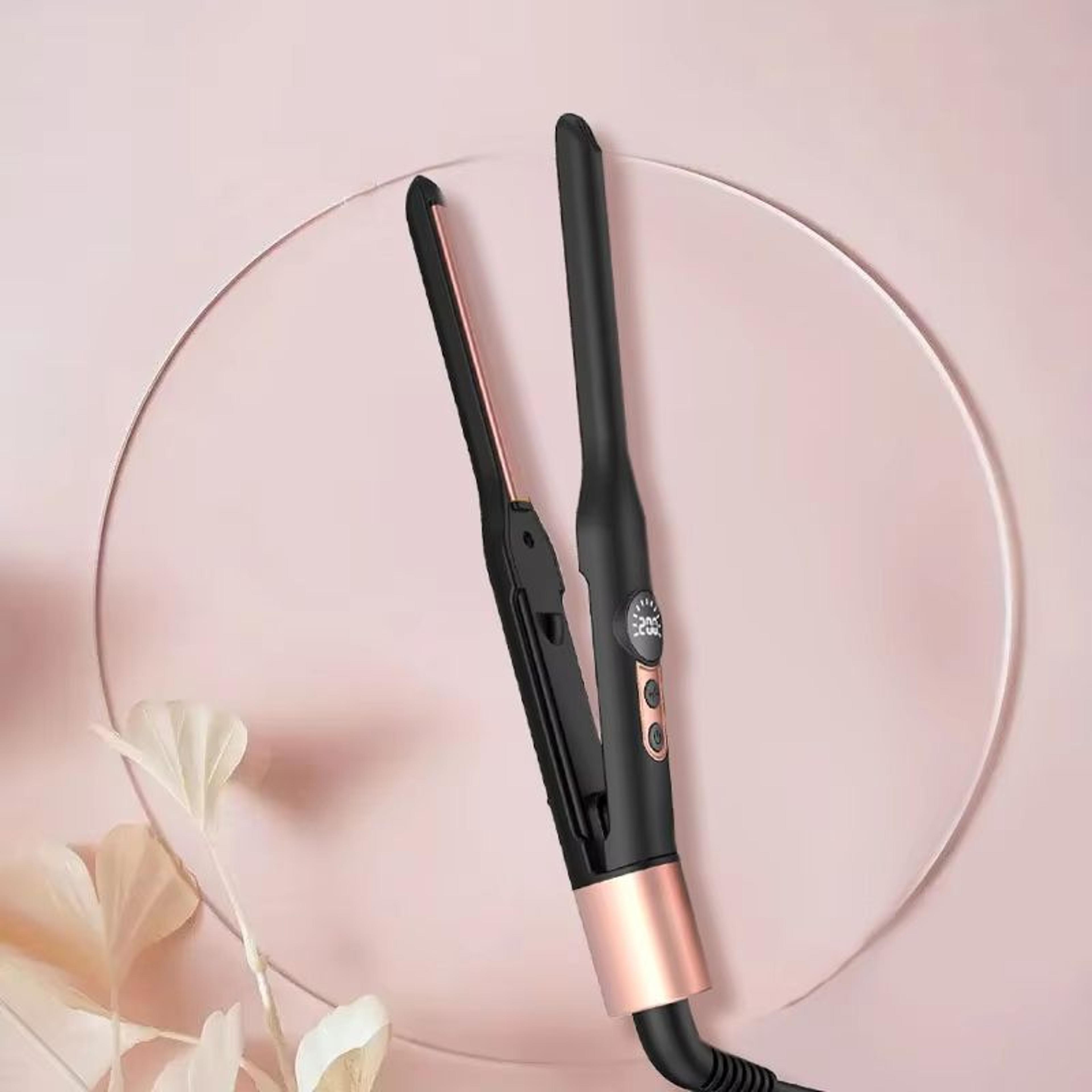 mini ceramic tourmaline hair straightener – 3/10 inch flat iron for short hair, beard, and pixie cuts