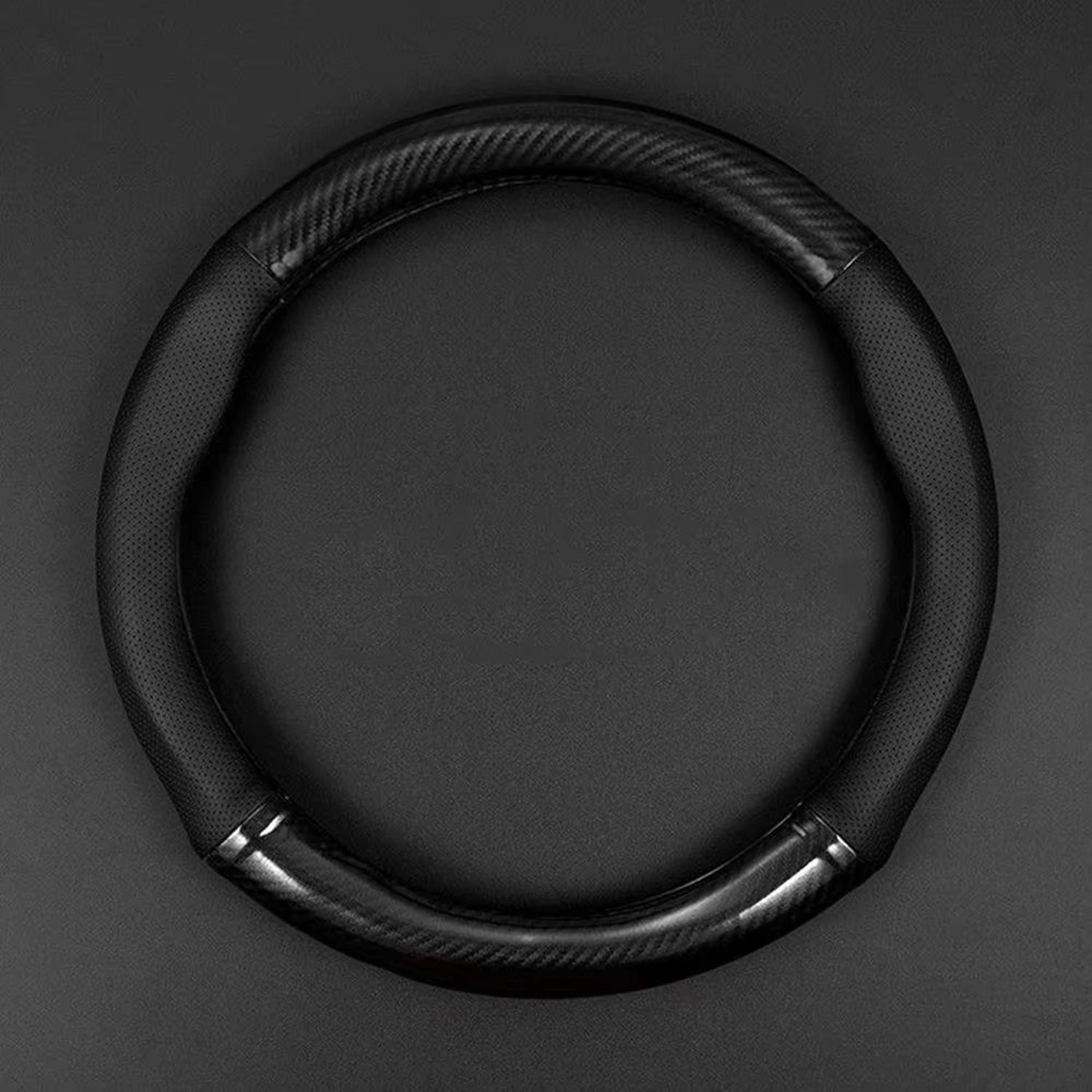 universal carbon fiber leather steering wheel cover – anti-slip 3d design for style & comfort