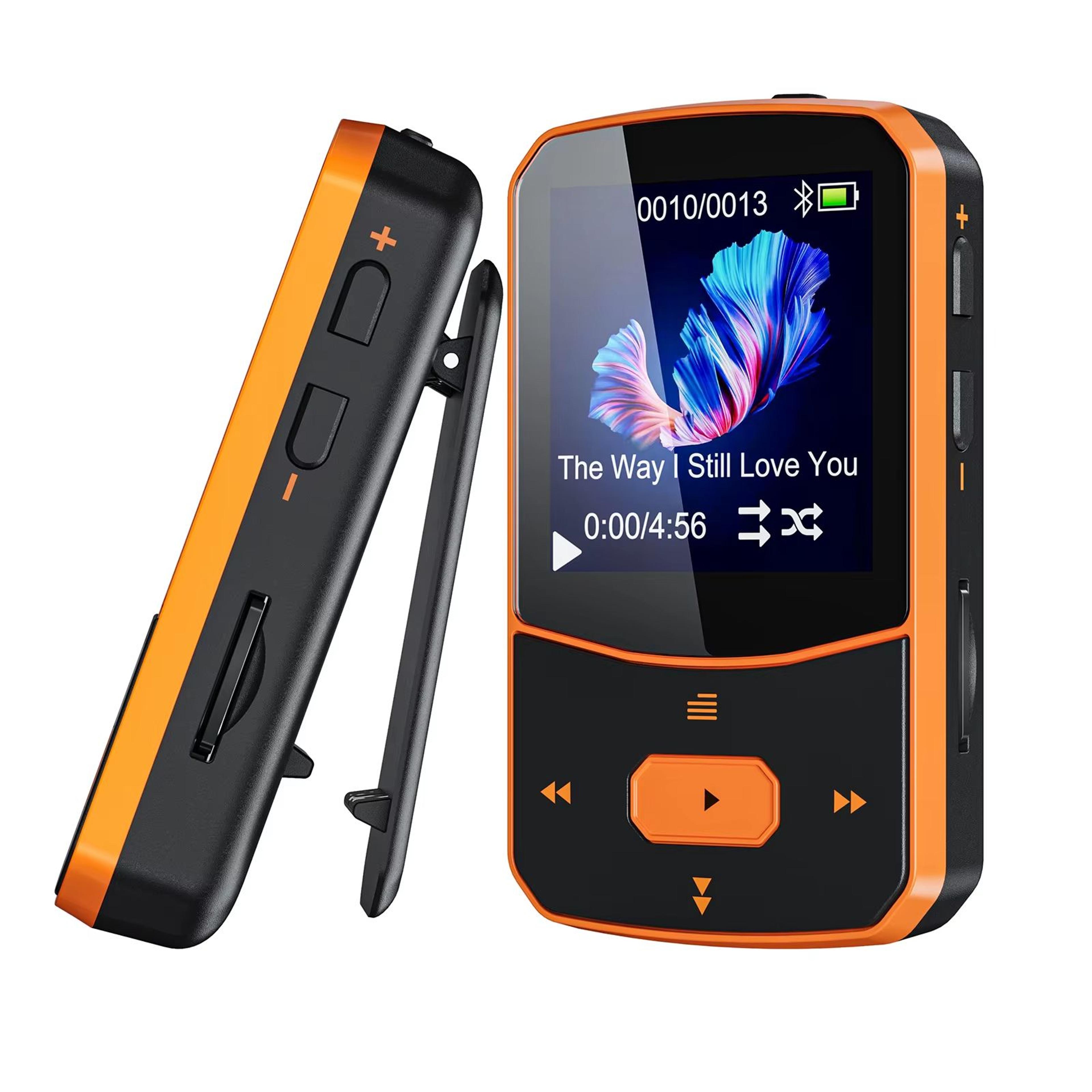 ruizu x52 bluetooth mp3 player with clip - portable sports music player with 1.5" display, fm radio, pedometer & tf card