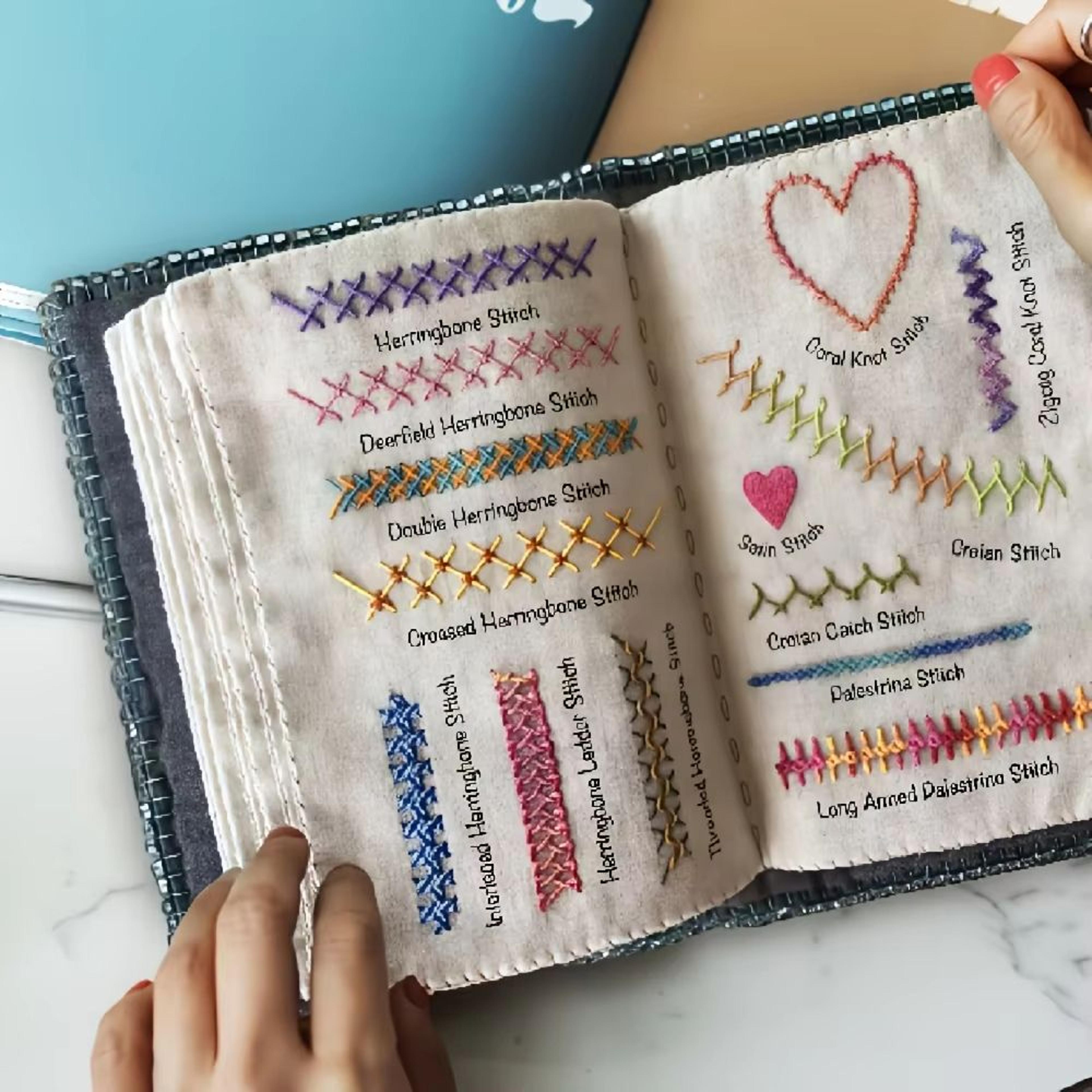 diy embroidery stitch book set – illustrated guide for creative needlework projects
