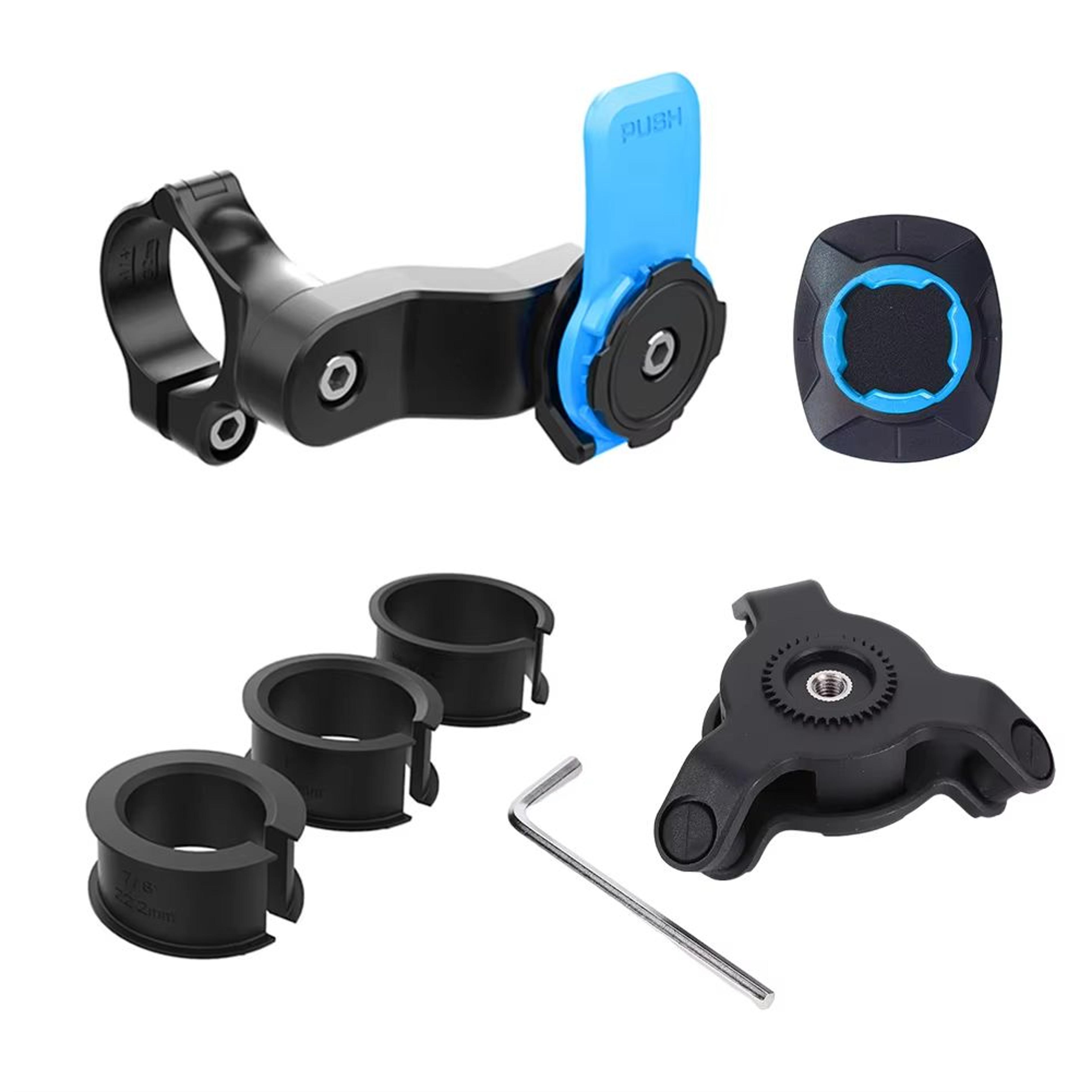 shockproof motorcycle & bike phone holder – 360° rotating handlebar mount with quad lock & gps support