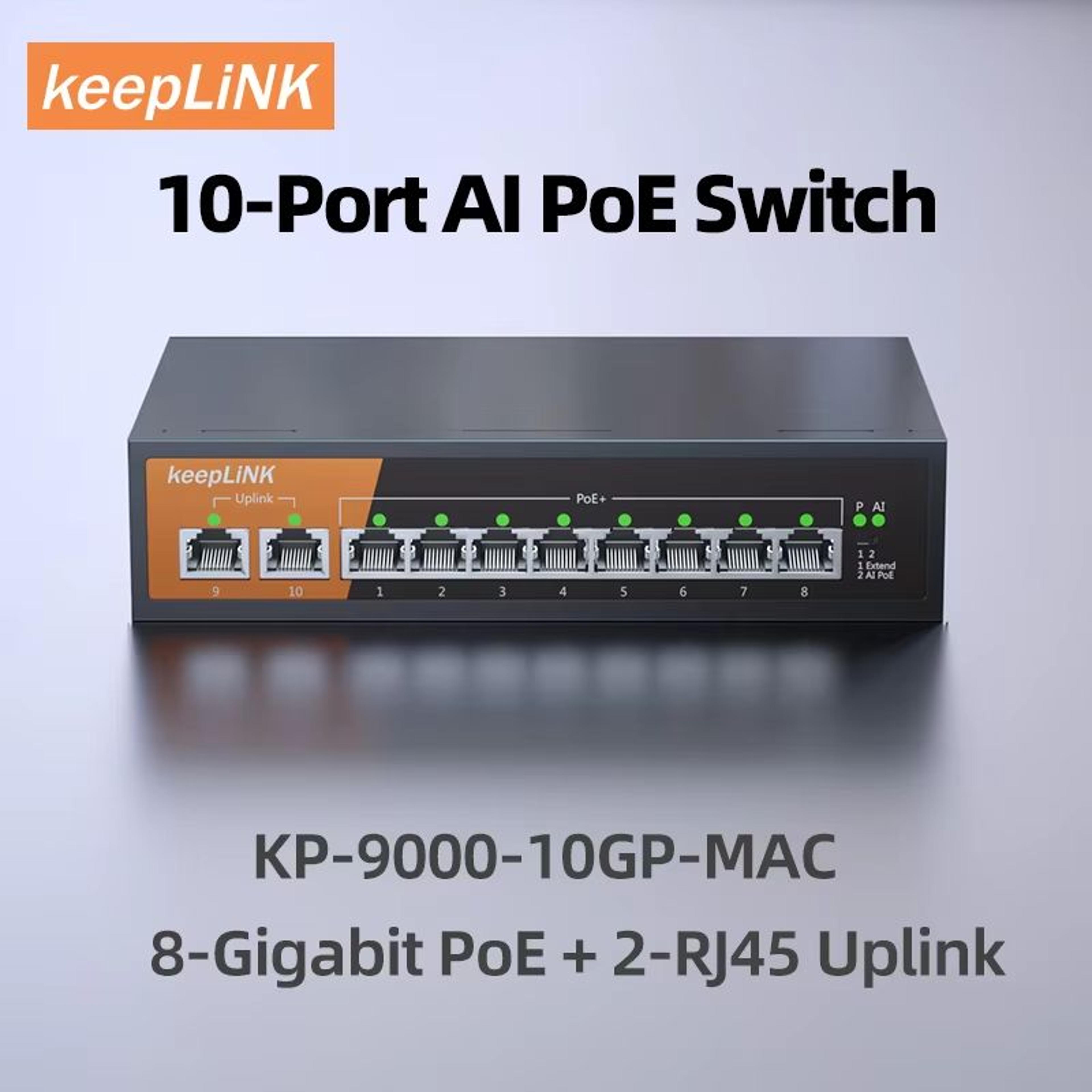 keeplink 10-port gigabit poe network switch – fast, reliable, and plug & play