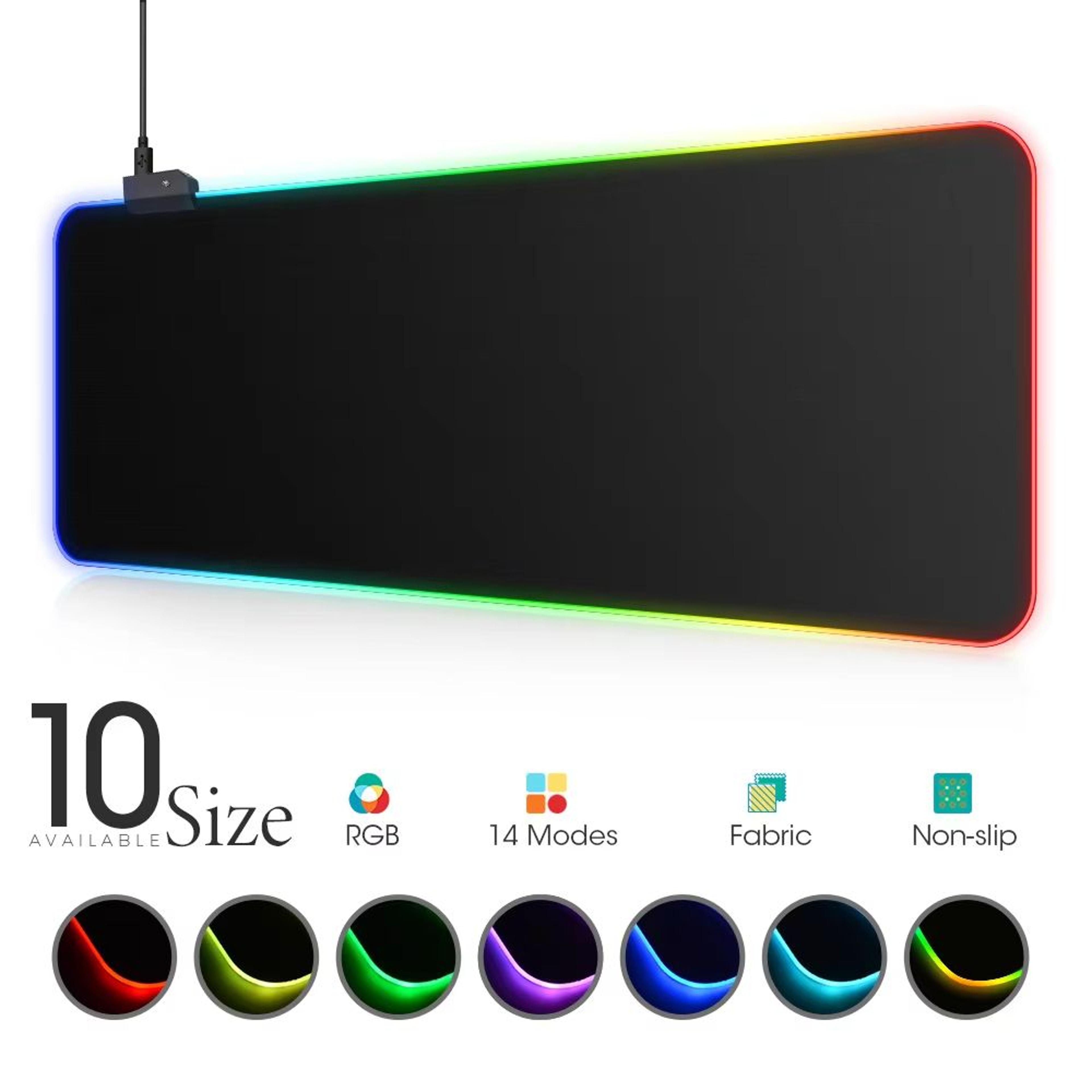 rgb led gaming desk mat – waterproof large mousepad with color-changing backlight for pc, dota & cs