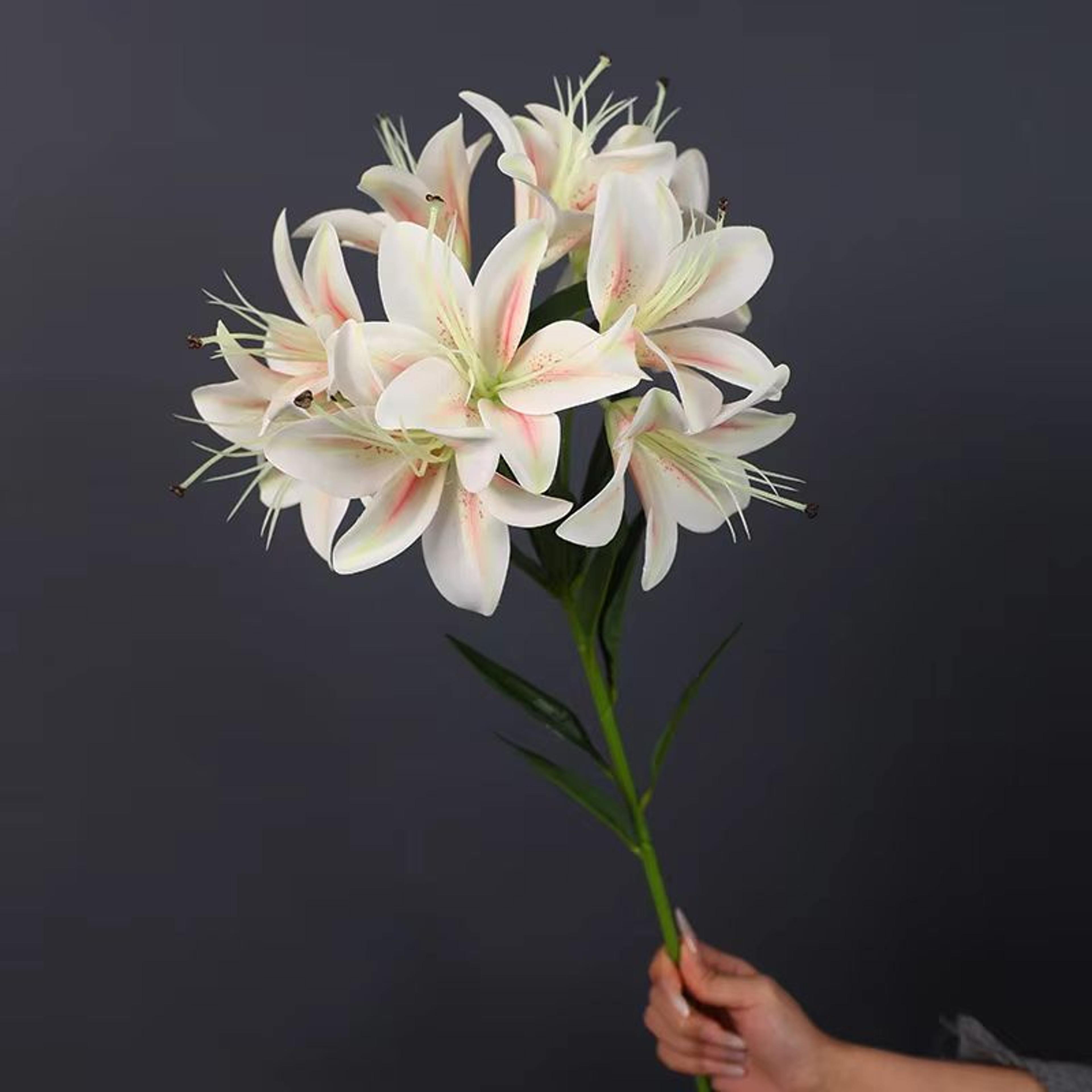 simulated 10 head silk lily long branch bouquet for wedding and home decor