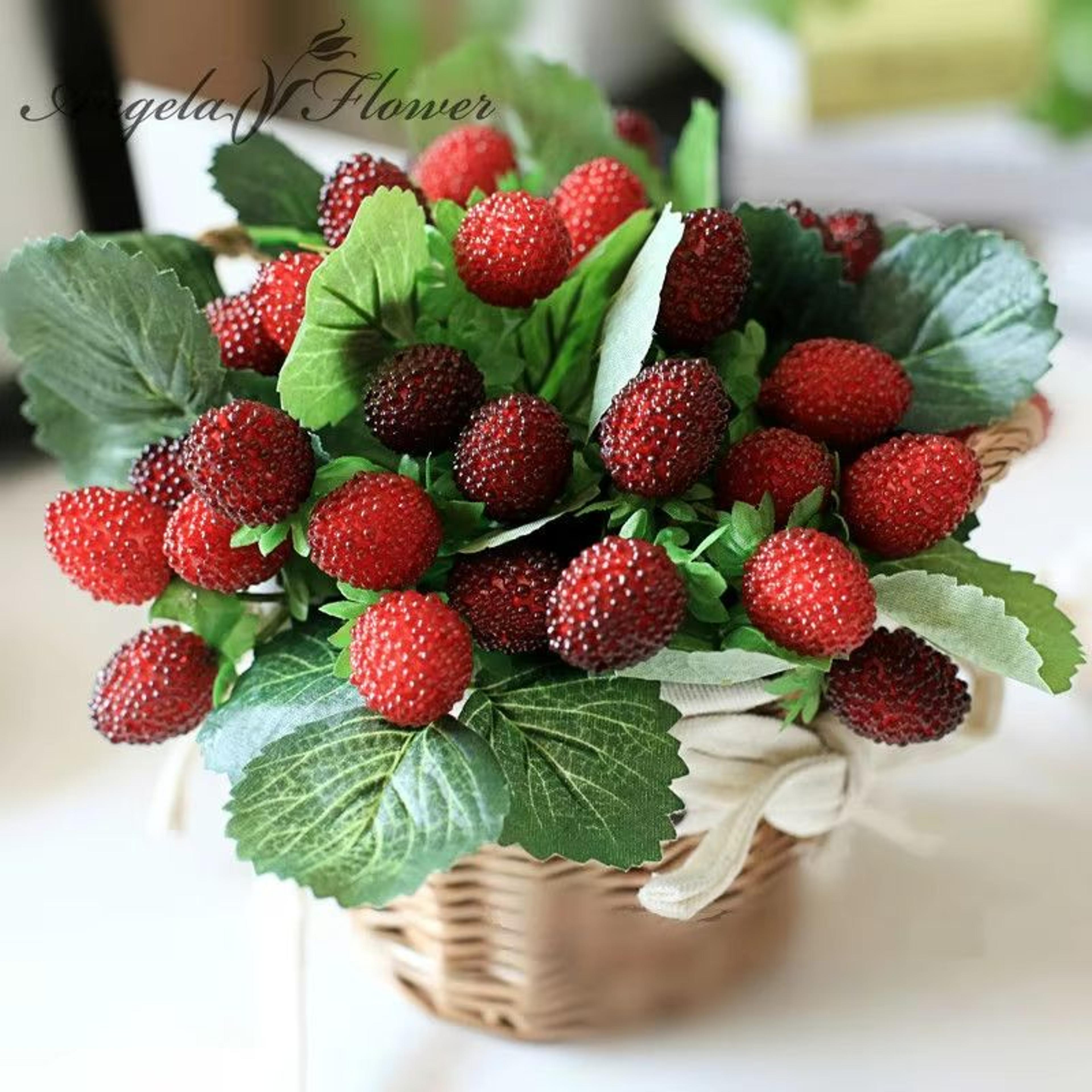 berryjoy 9 head artificial strawberry plant pot – realistic strawberry potted decoration for wedding, home and holiday s