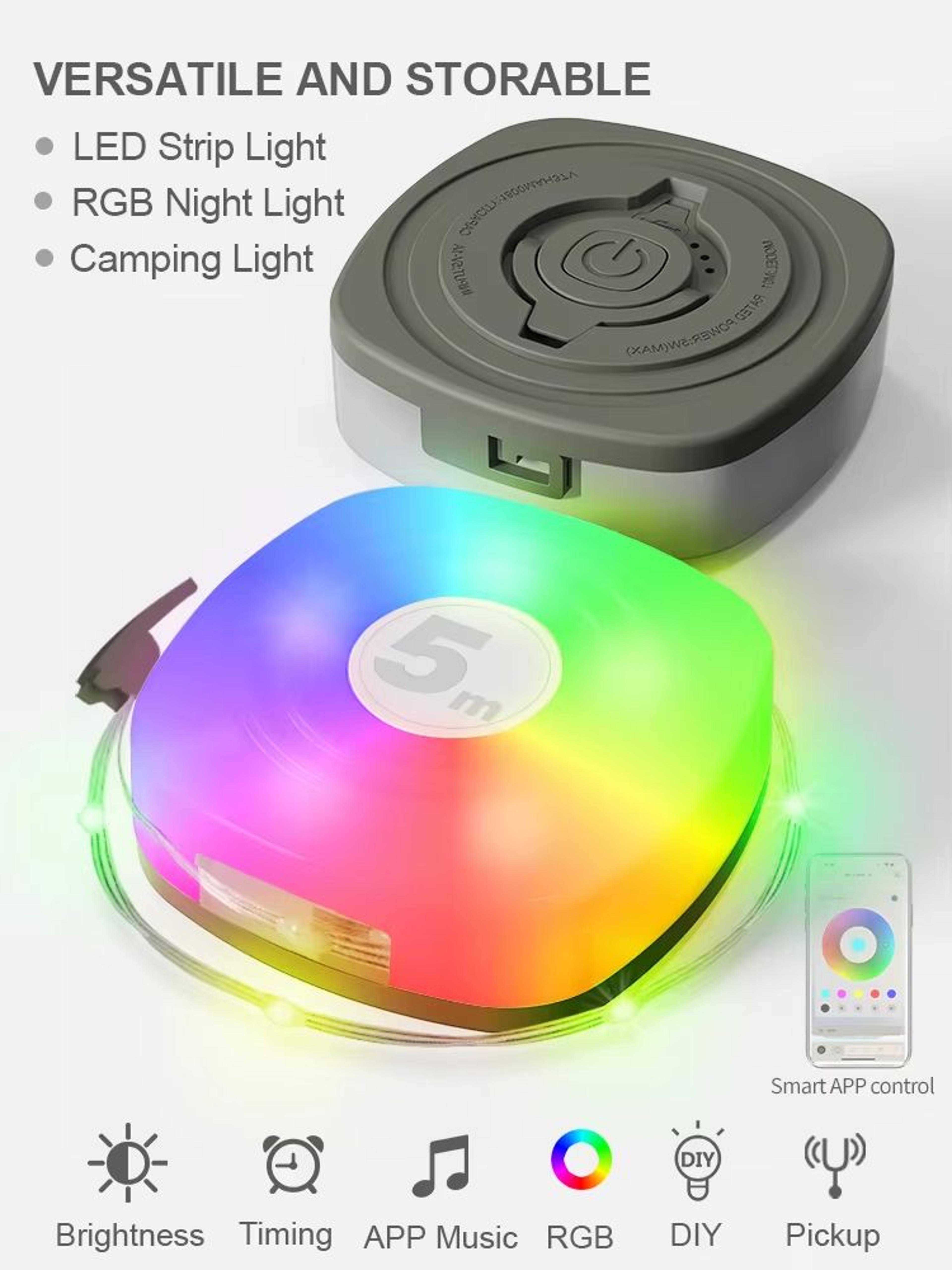 bingo rechargeable waterproof rgb camping string lights with smart app control