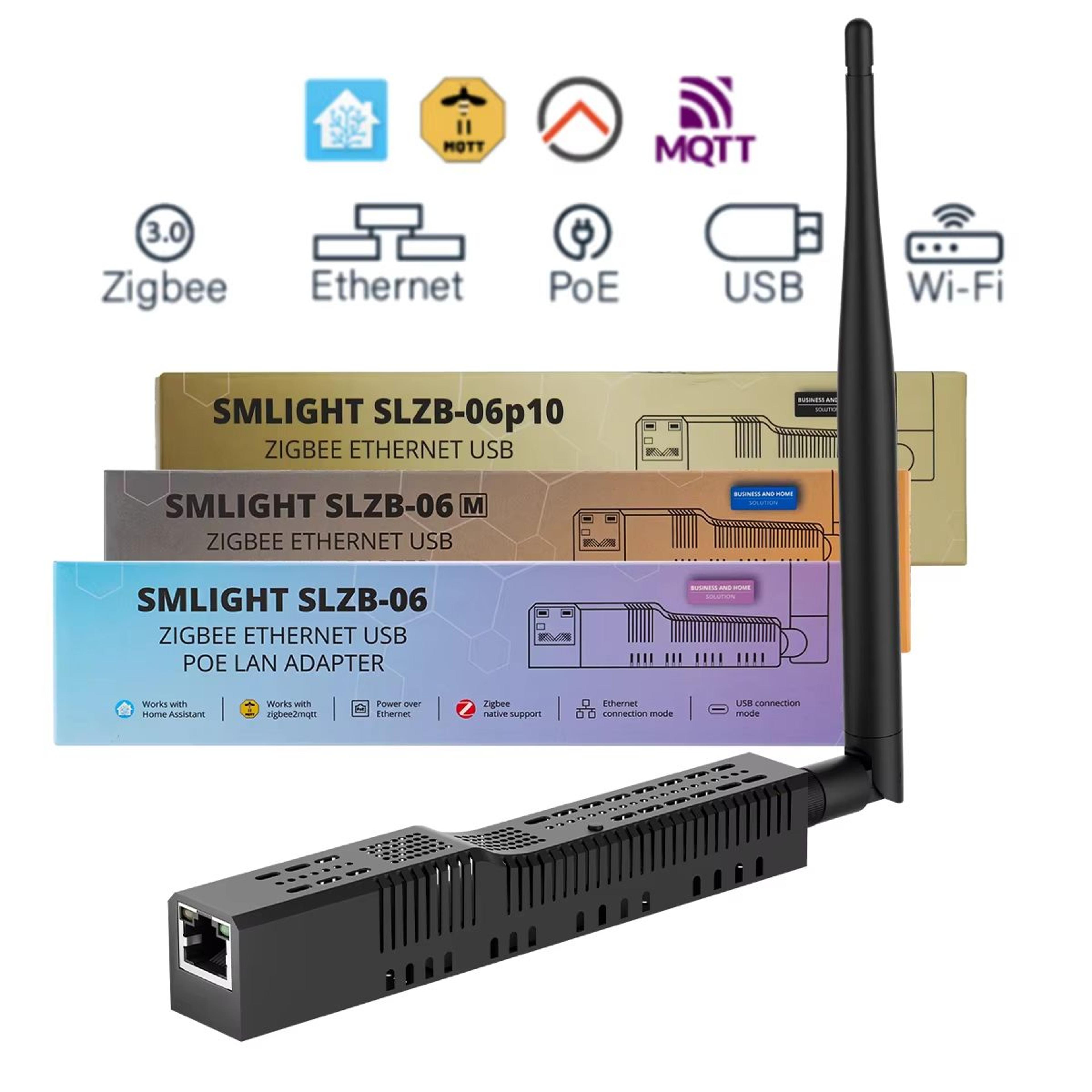 smlight slzb 06 zigbee gateway with poe ethernet wifi usb for home assistant and zigbee2mqtt