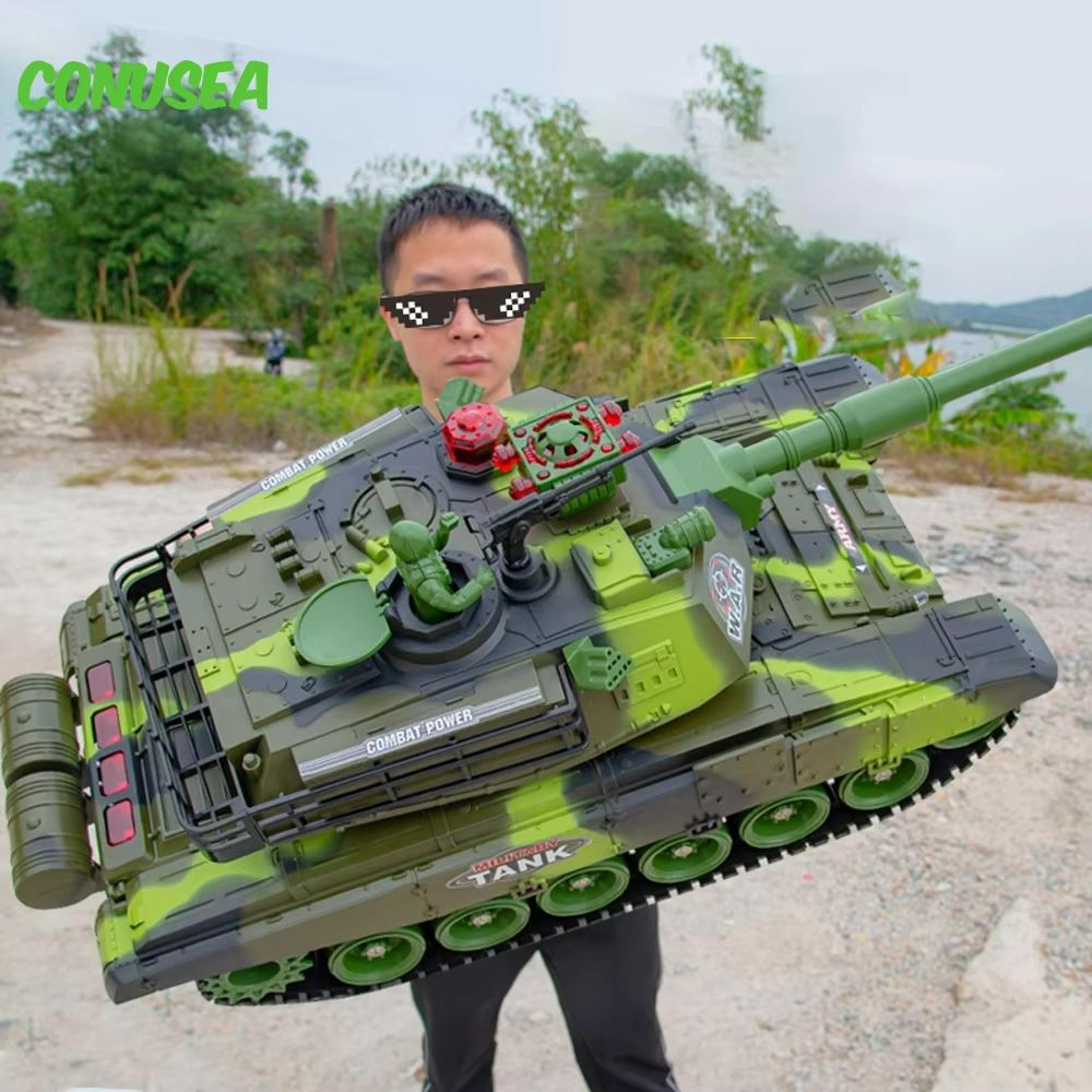 elite combat rc military tank – realistic 55cm remote control rc tank with simulation shooting and all terrain crawler t