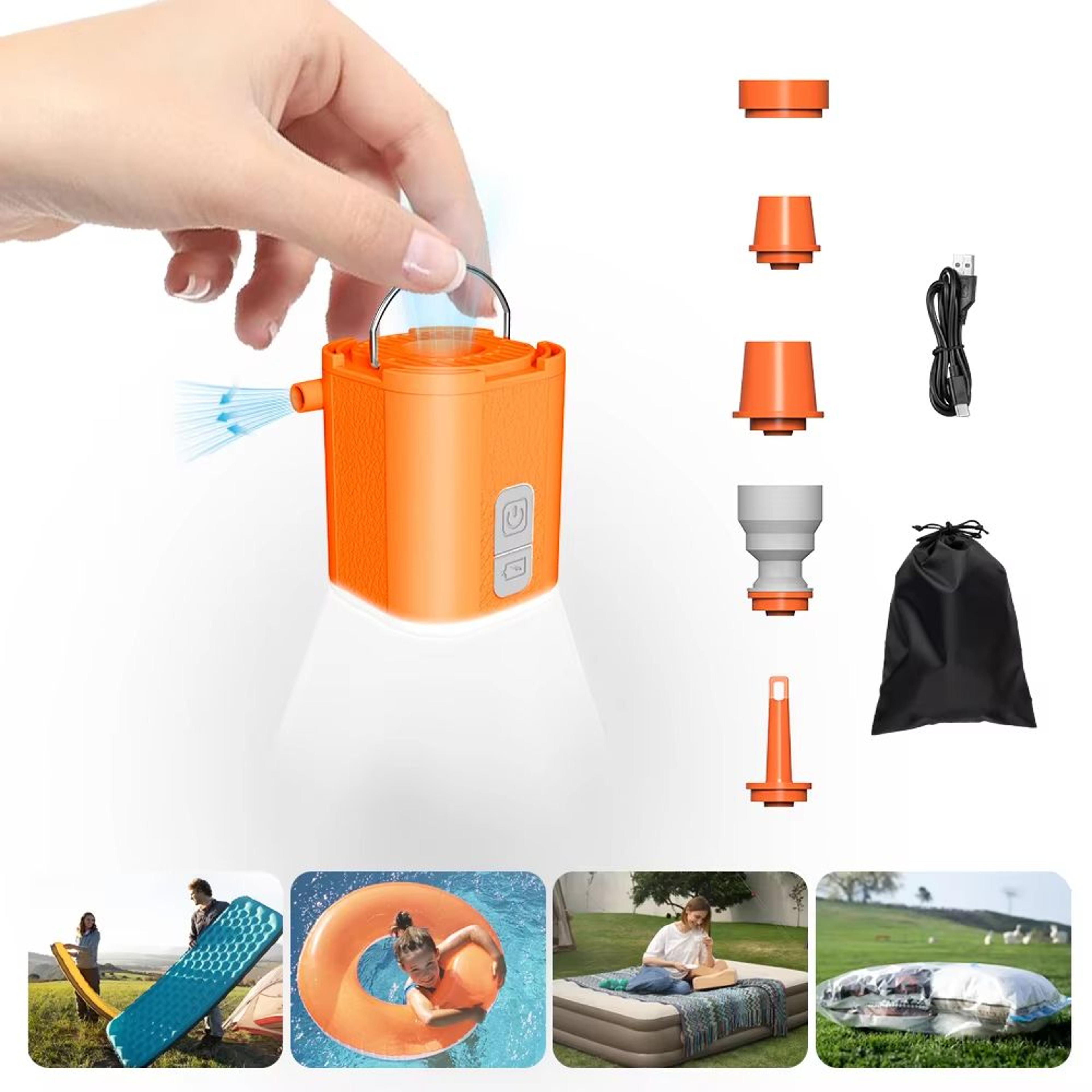 aerogogo giga pump tiny 3-in-1 mini inflator - portable air pump, deflator and lantern