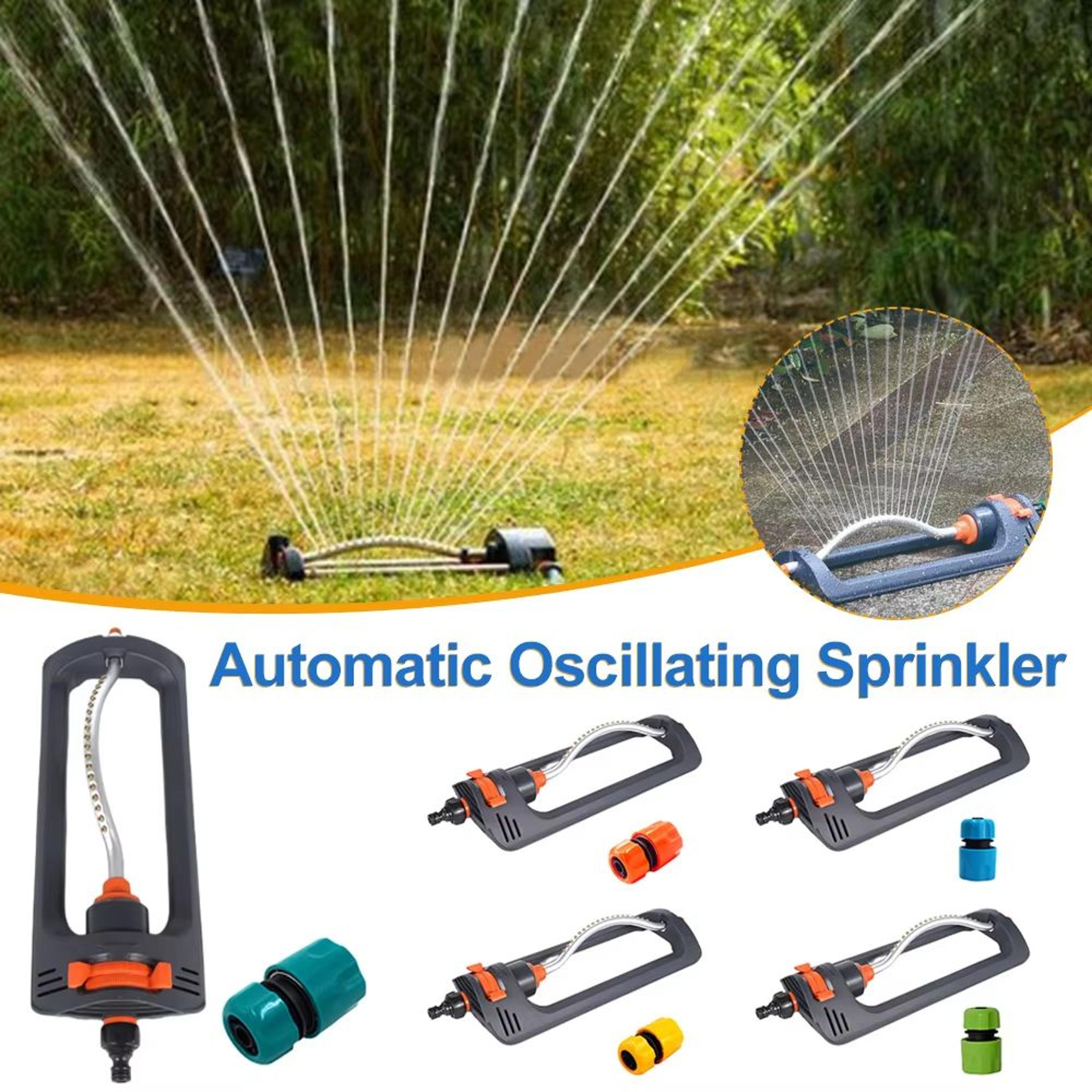 oscillating swing sprinkler – rustproof automatic lawn irrigation with 4 spray modes