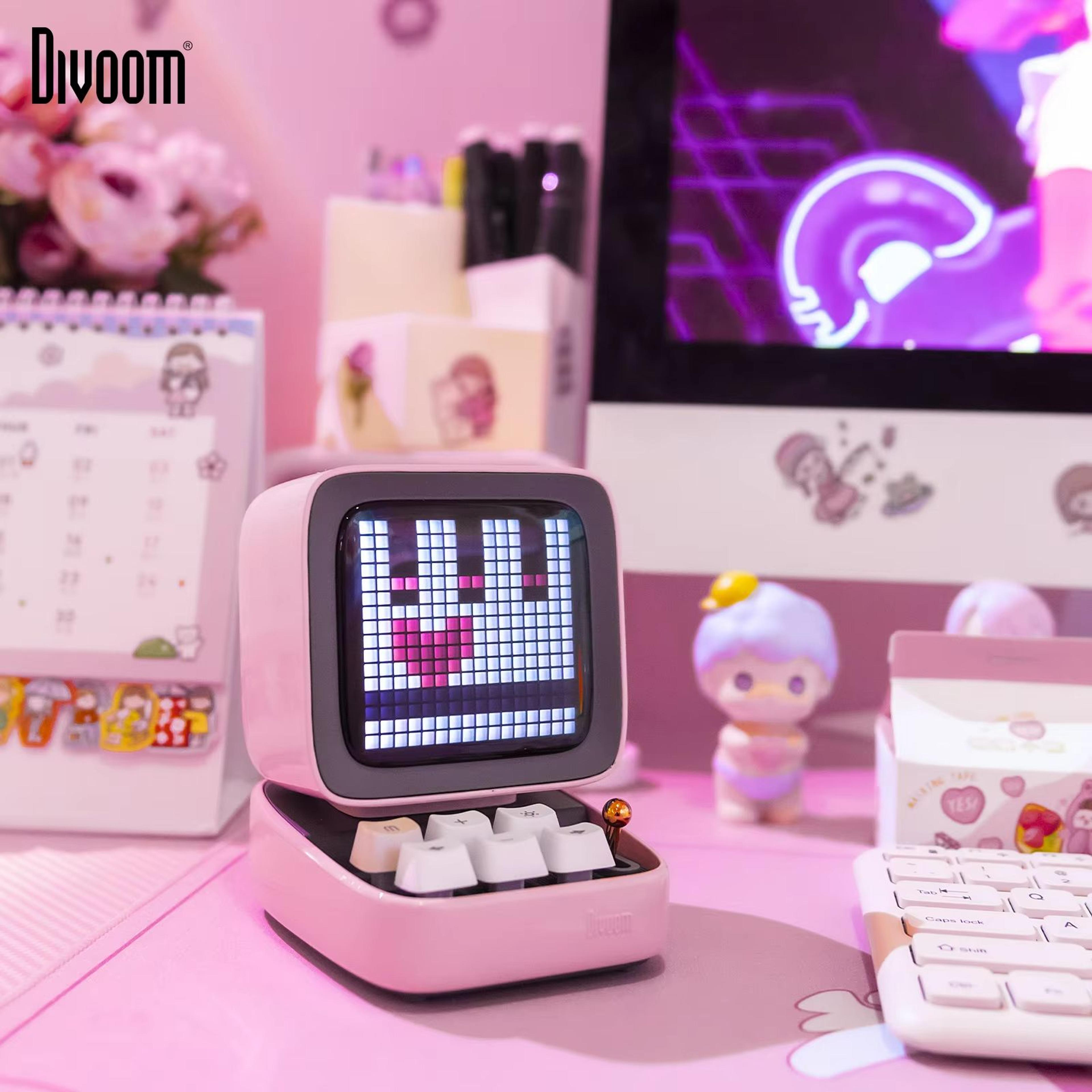 ditoo retro bluetooth speaker with pixel art display – cute portable speaker & digital clock