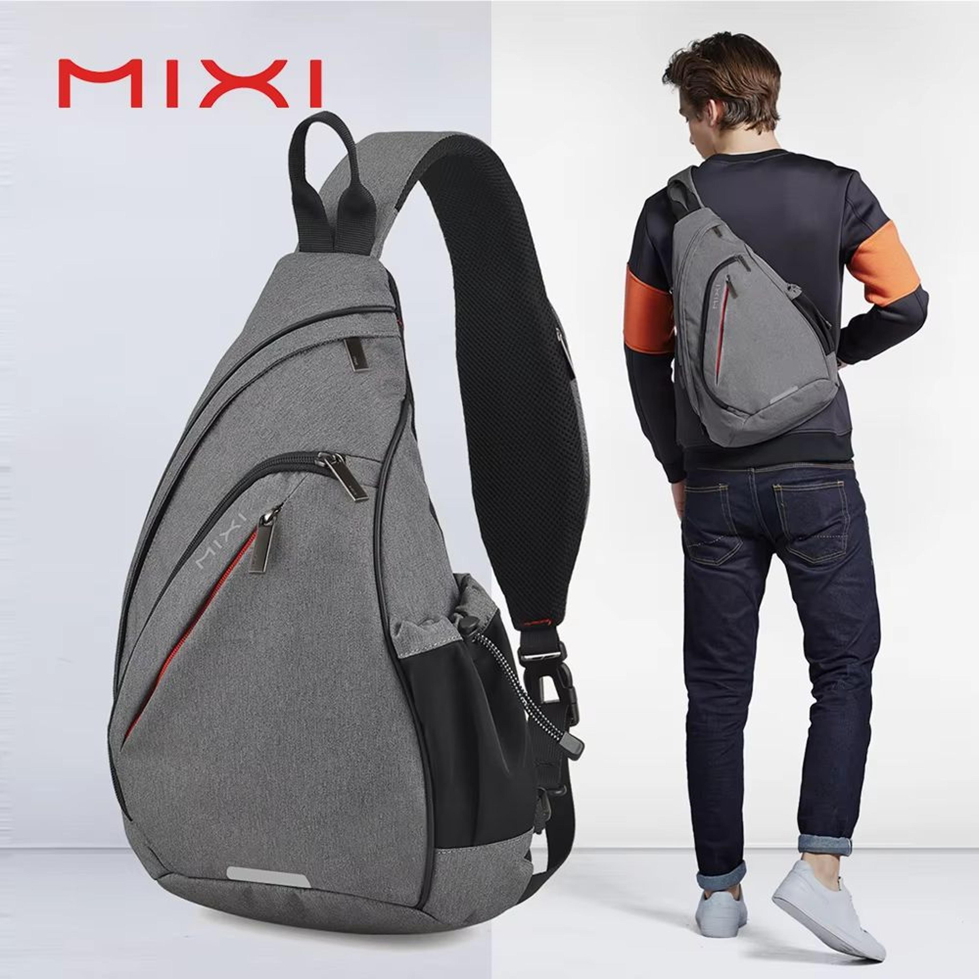 mixi usb sling crossbody backpack – one-shoulder sports bag for men, women, students & travel