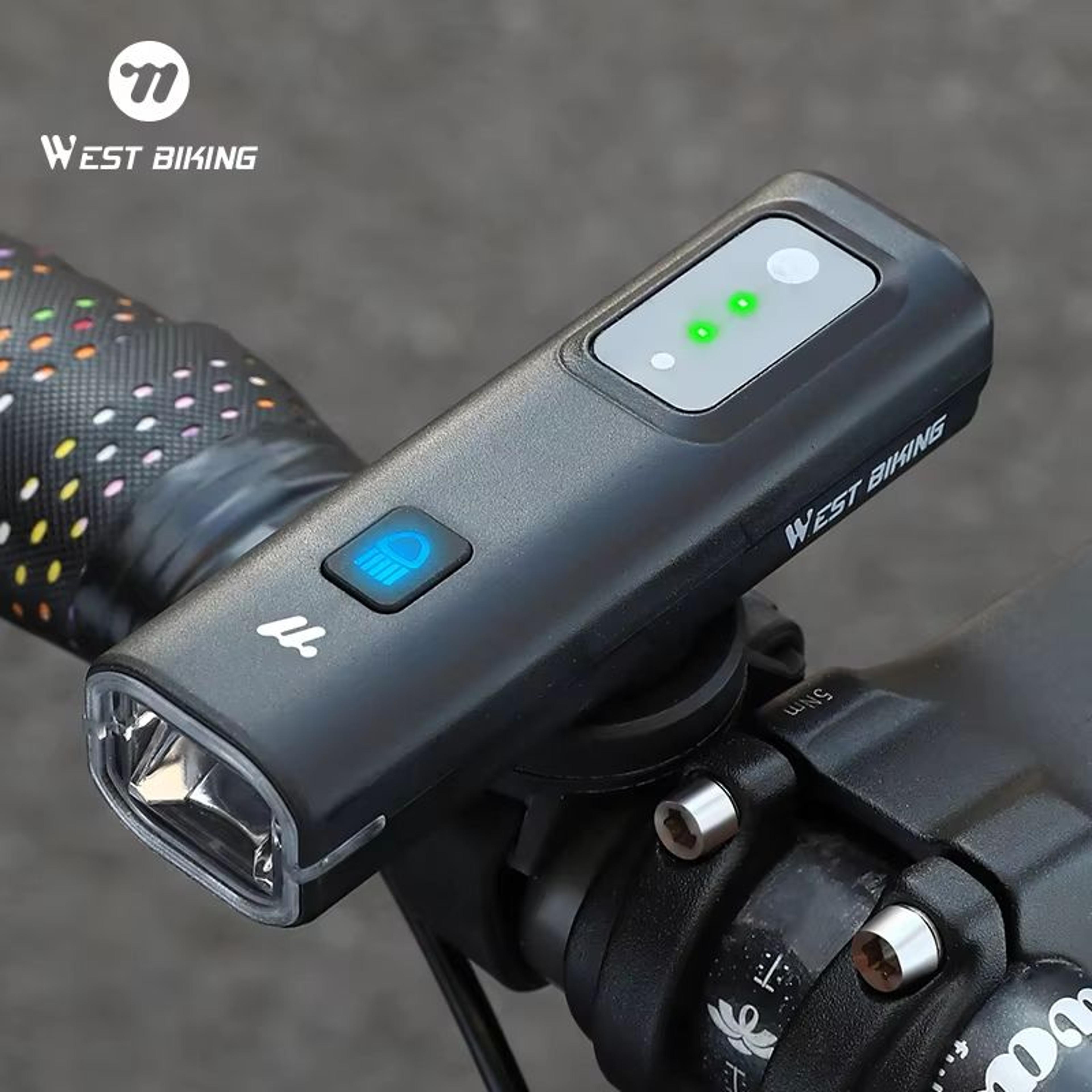 west biking intelligent bike front light 400 lumens – smart light sensing rechargeable bicycle headlight with quick rele
