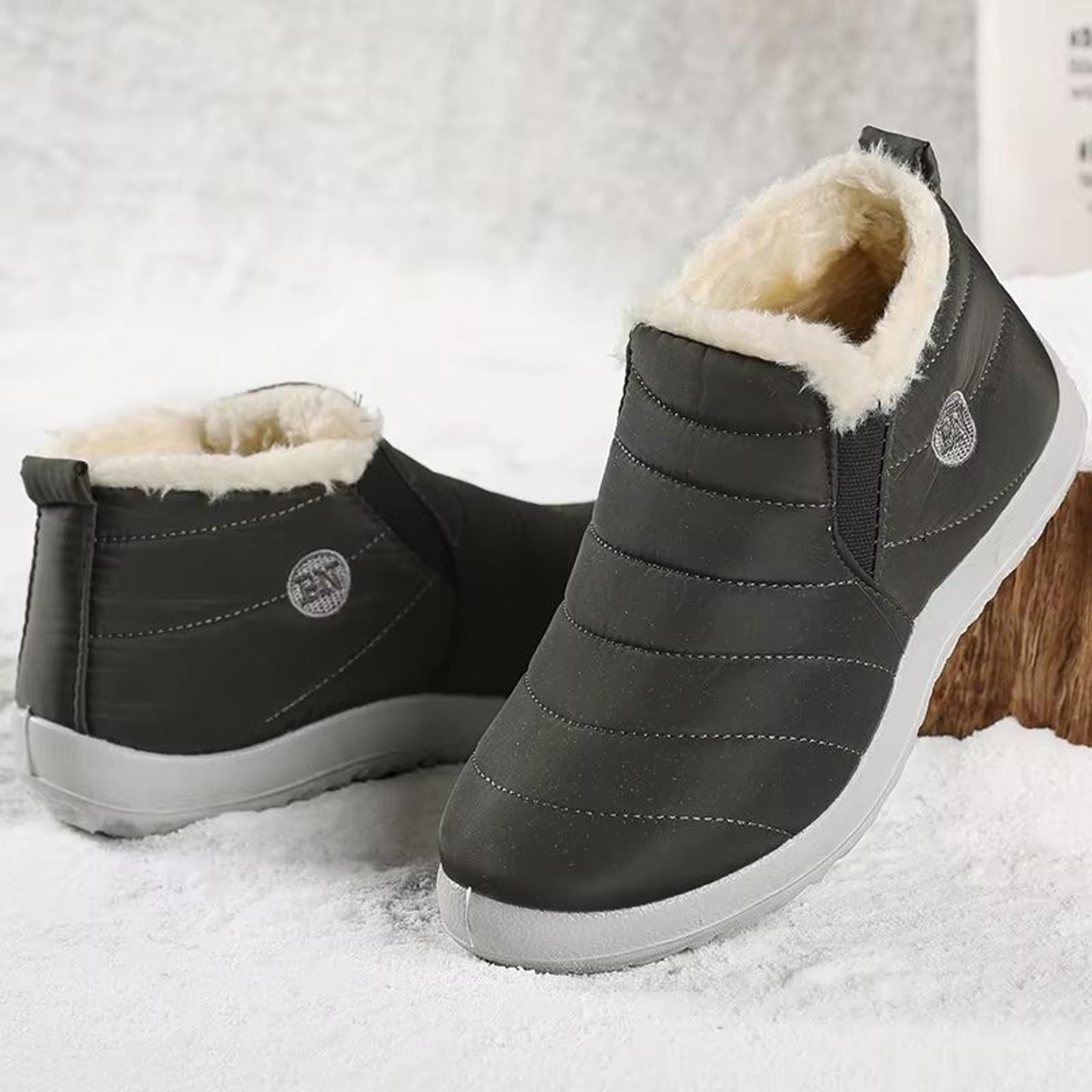 men's winter fur lined ankle boots waterproof warm snow shoes casual booties