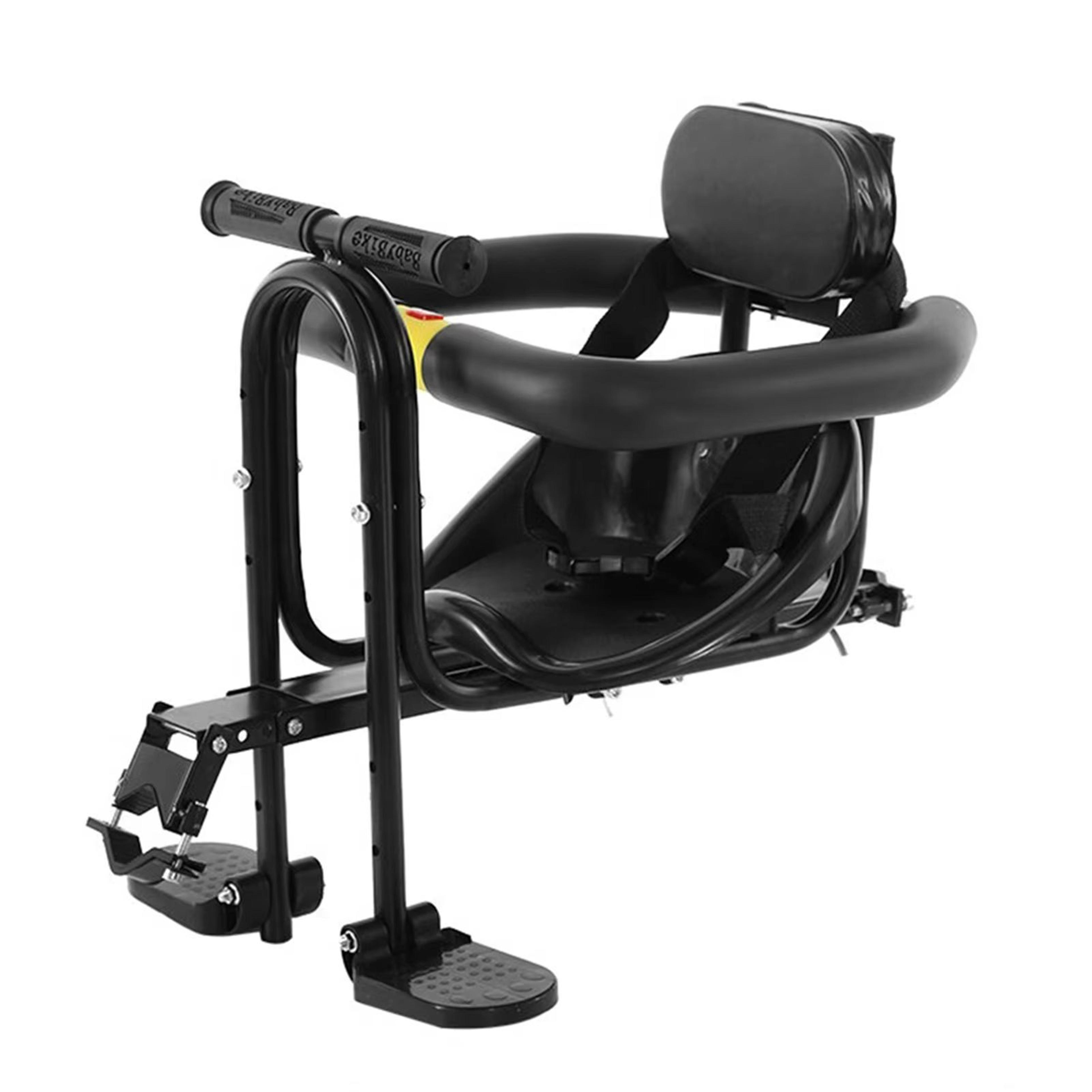 ultimate front-mounted child bike seat – secure bicycle child safety seat with foot pedals
