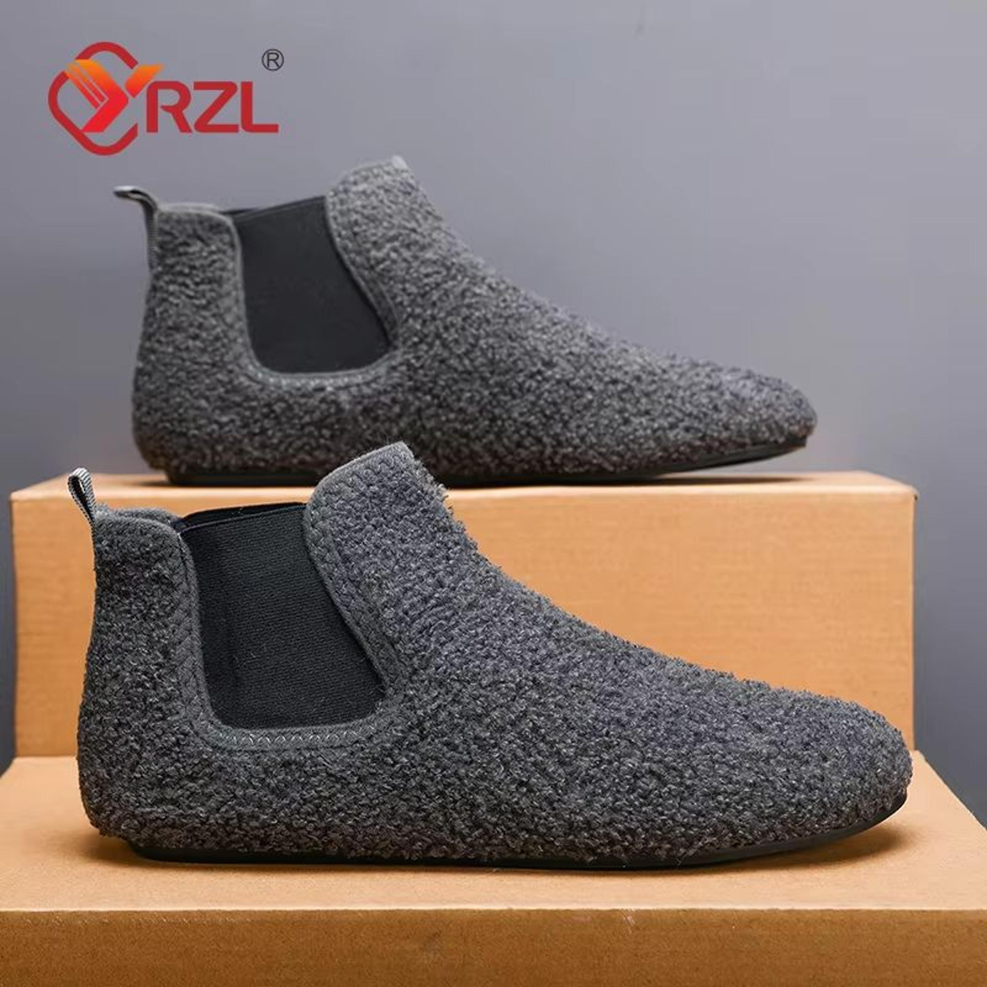 men winter warm cotton slippers indoor plush soft sole anti-slip home shoes