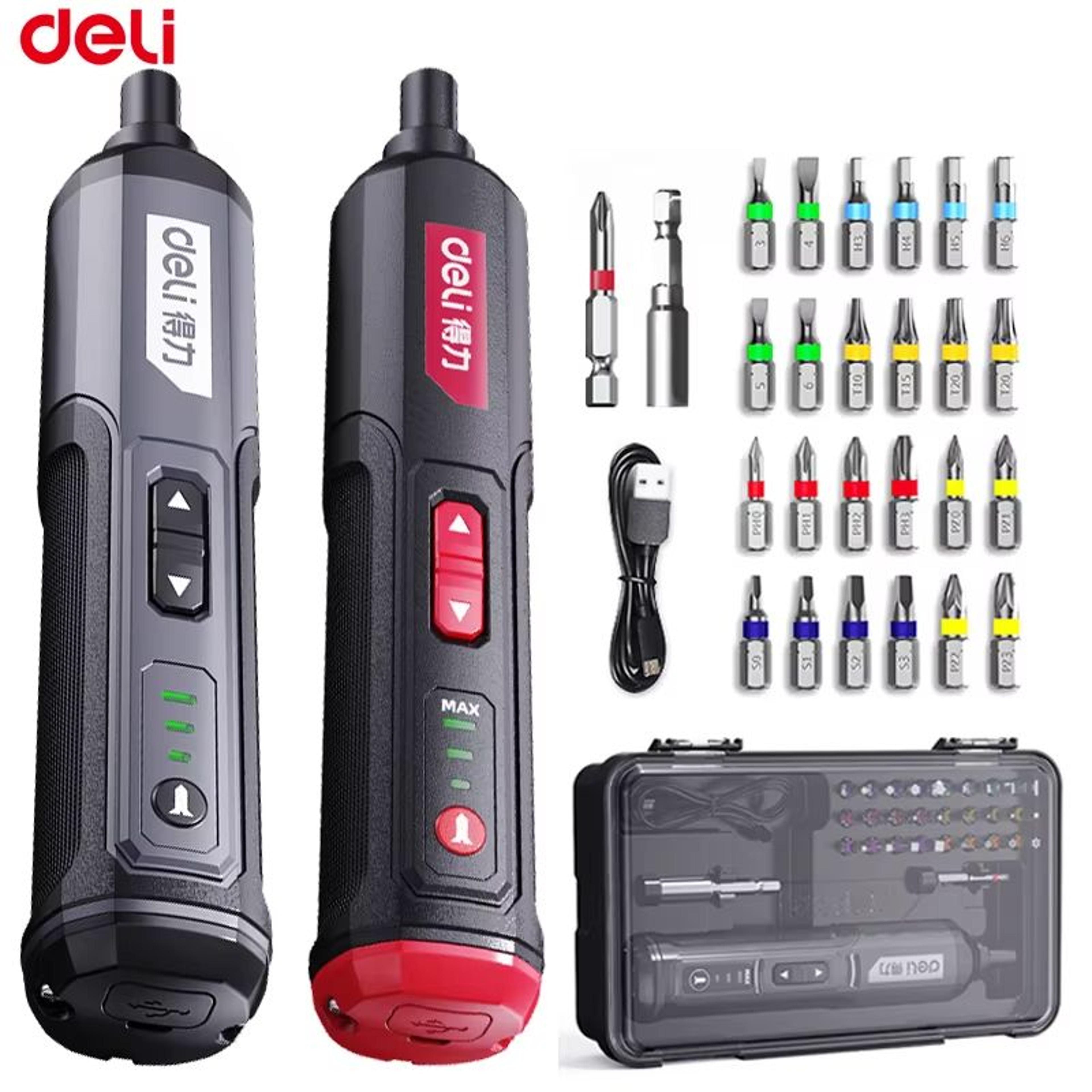 deli cordless electric screwdriver set 4v 2000mah torque adjustment multi-function power drill repair tools kit