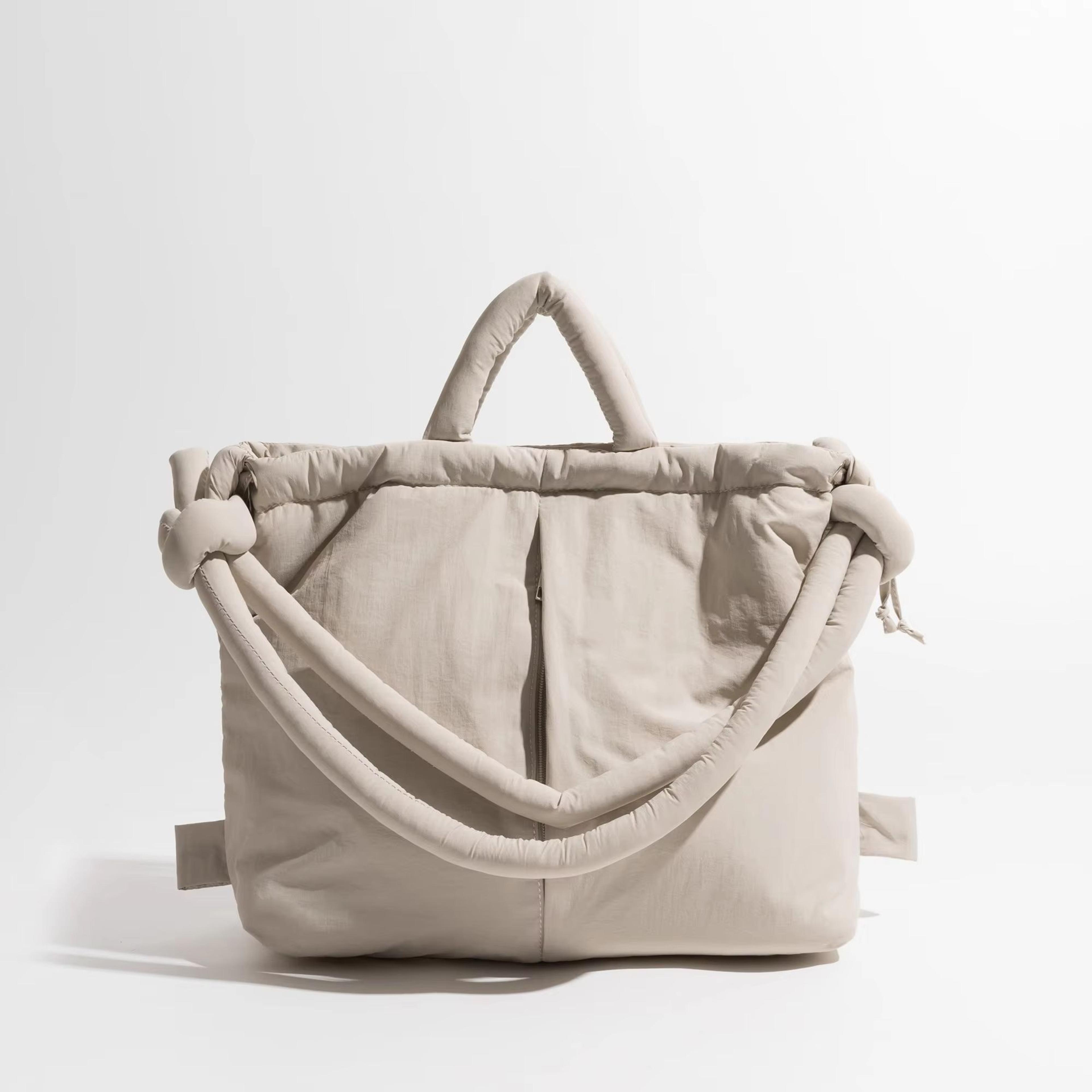 padded nylon tote bag – large capacity soft puffer shoulder & crossbody