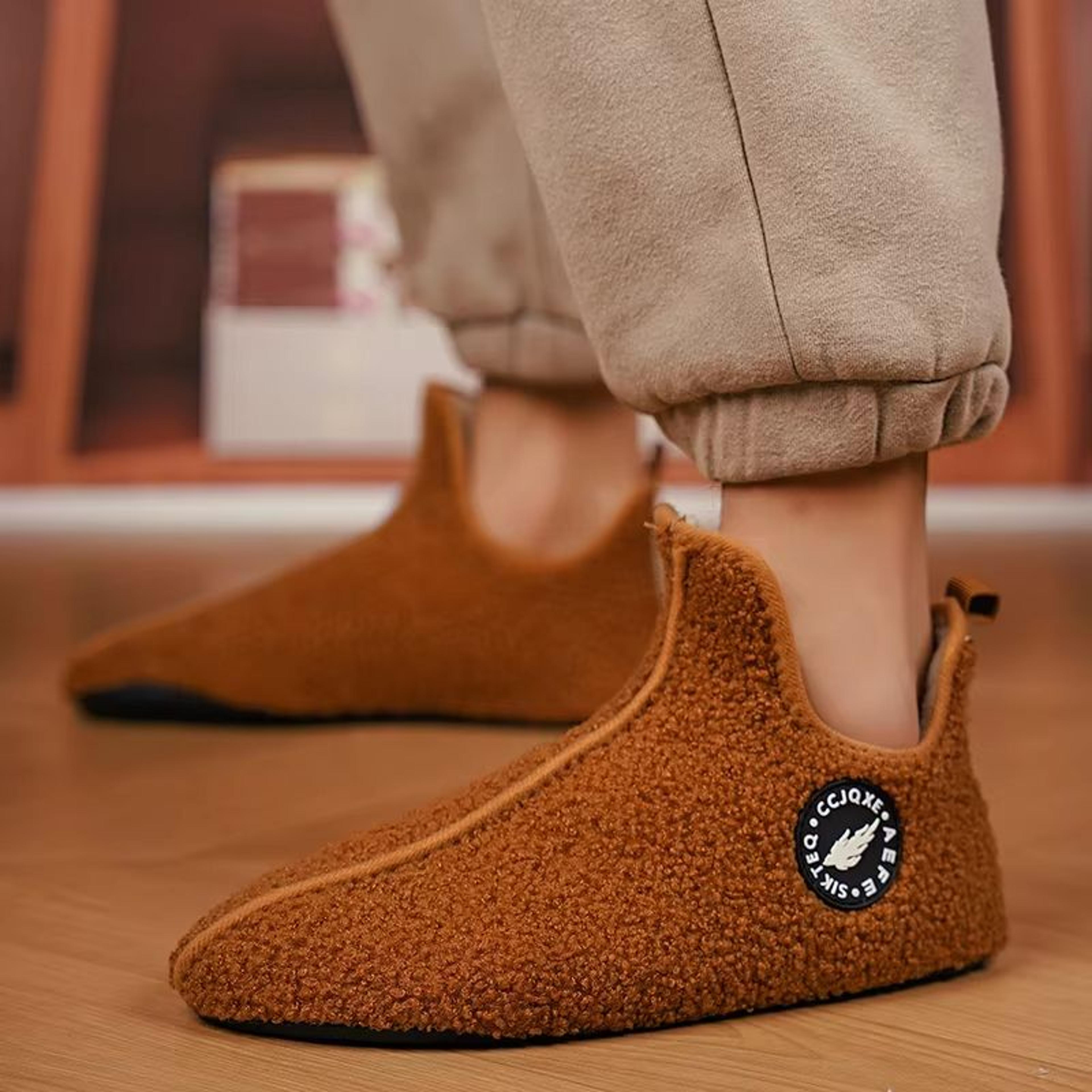 winter warm cotton slippers – non slip indoor house shoes for men and women, soft comfortable home flats