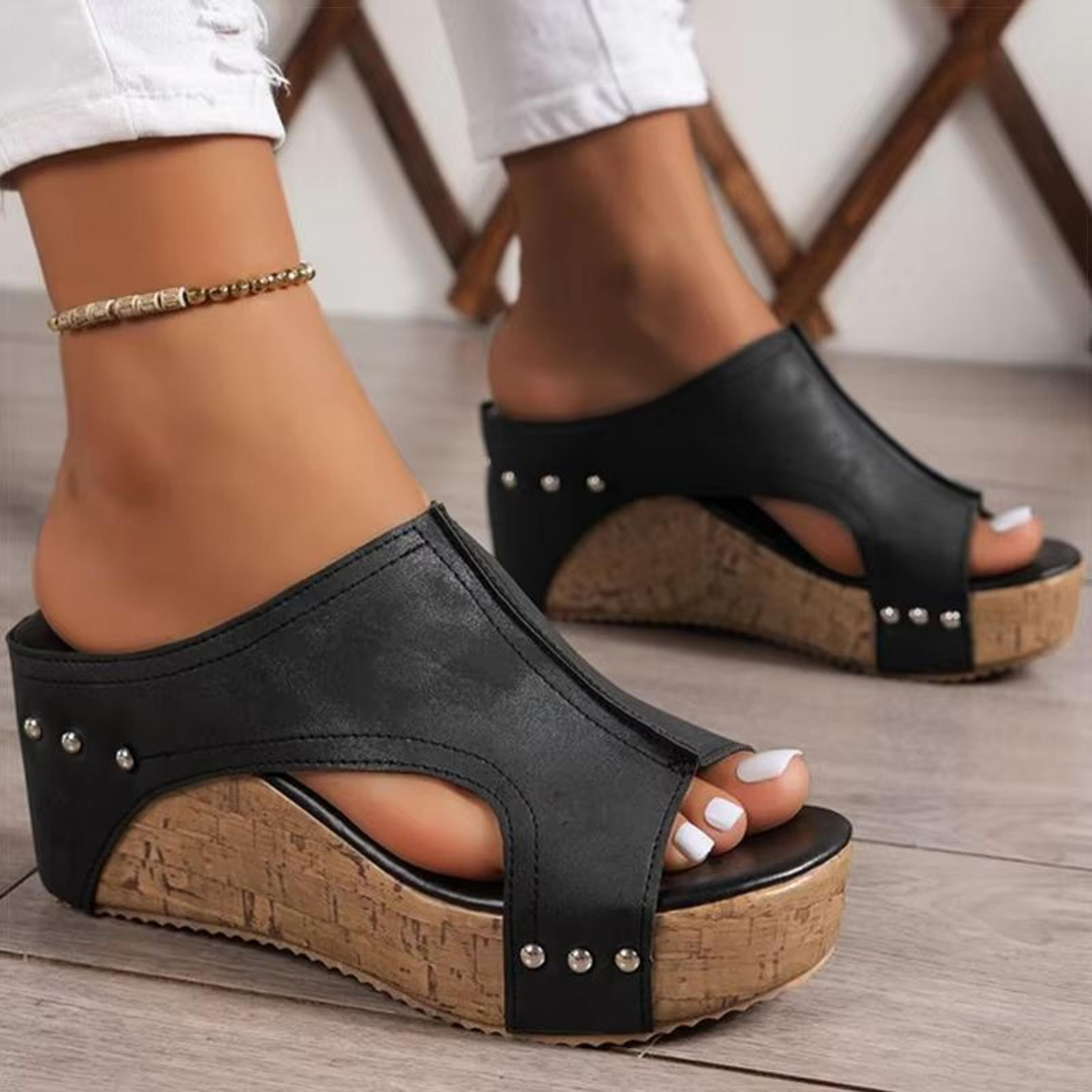 women's peep toe wedge sandals platform high heel summer shoes