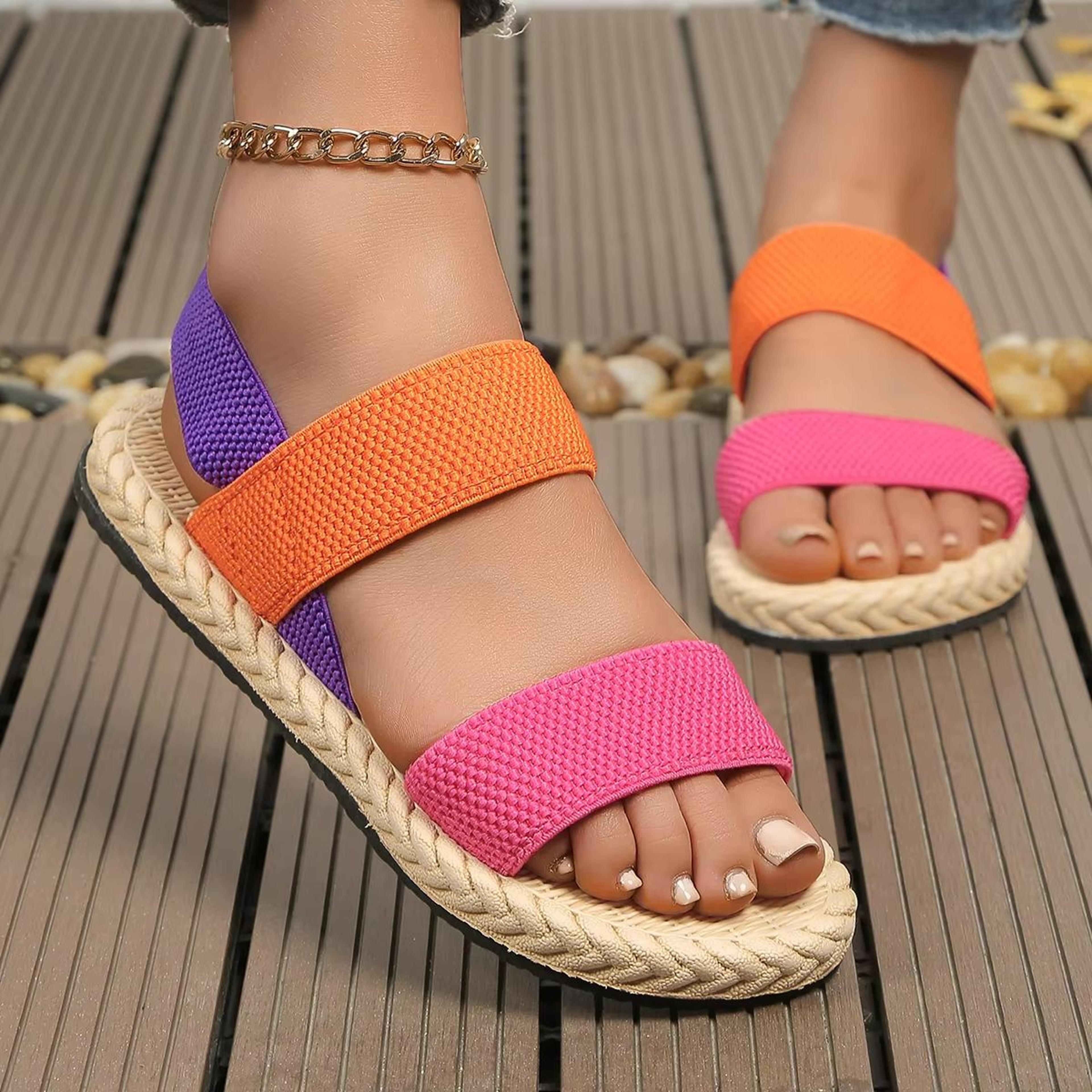 chic comfort womens elastic flat sandals – anti-slip, stylish & all-day wear