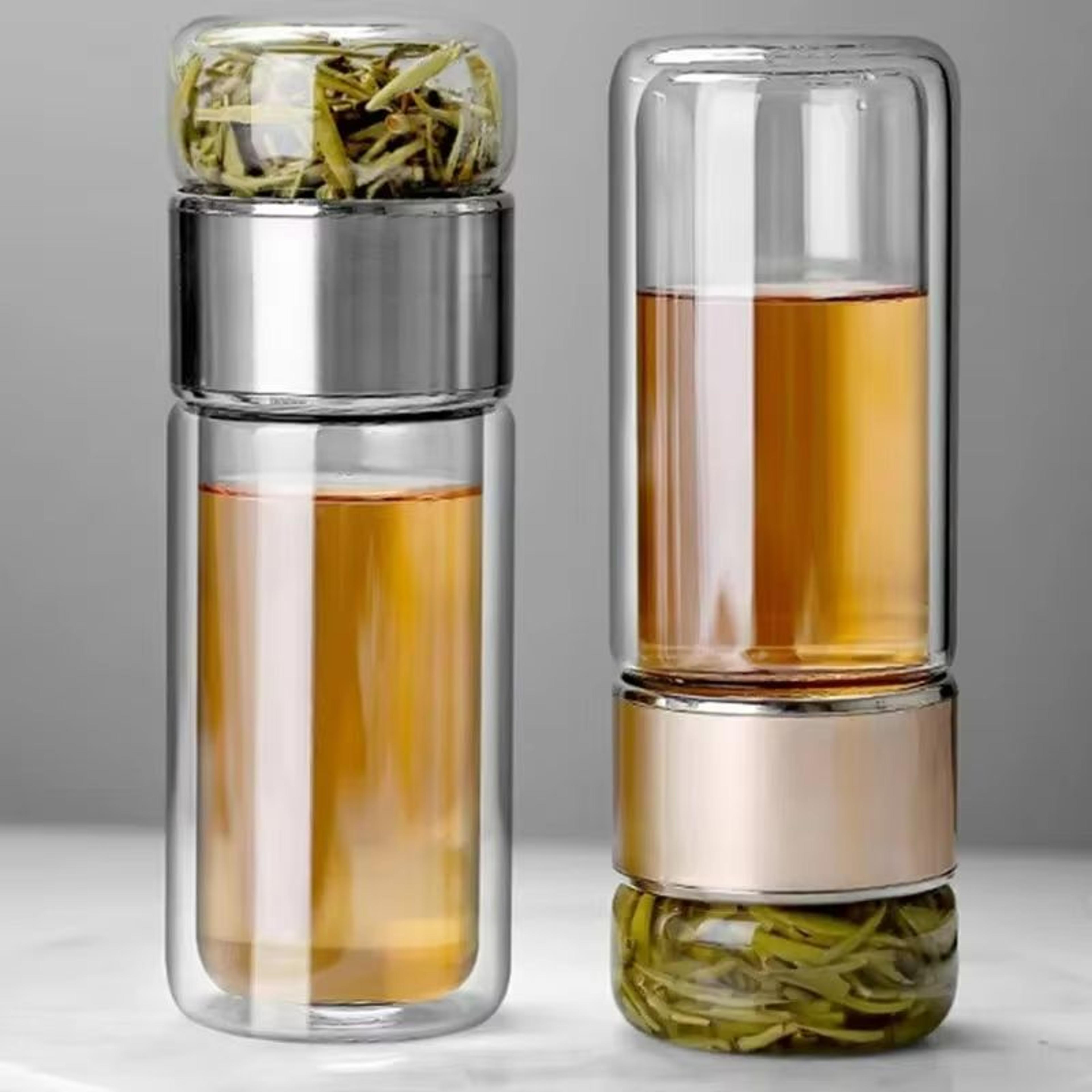 elegant 14.20 fl oz double-layer borosilicate tea infuser tumbler