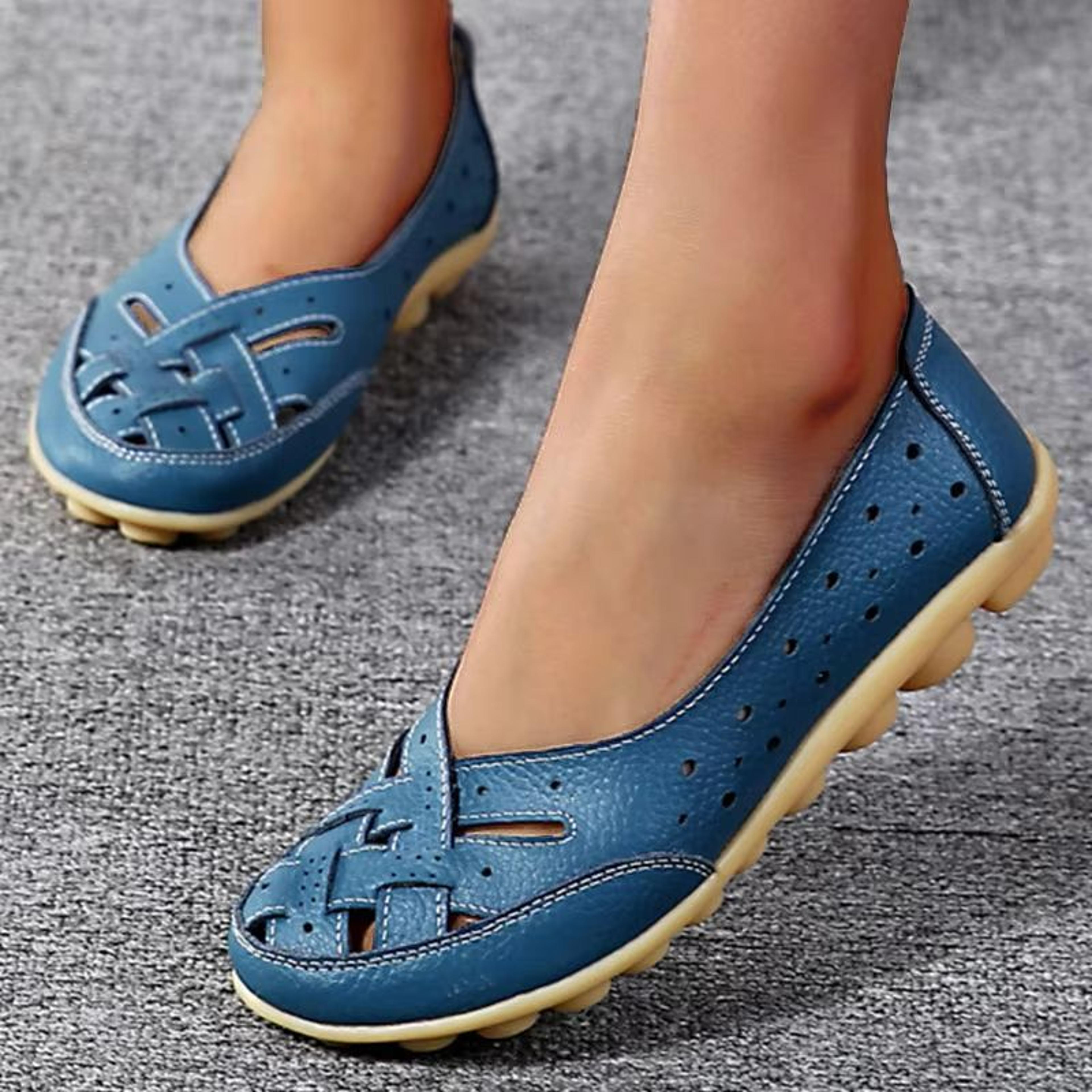 everyday comfort soft leather flats - elegant slip-on moccasins