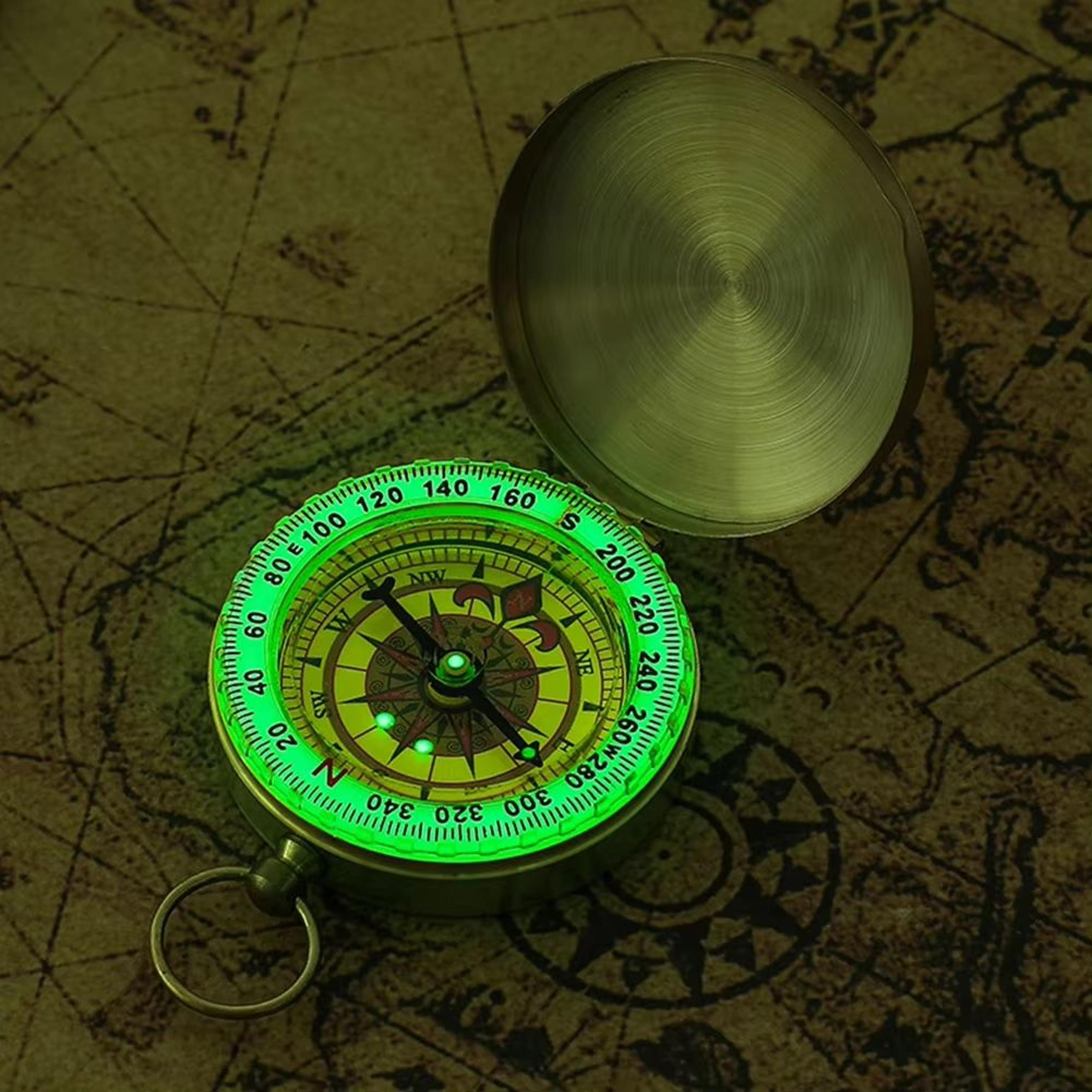 trailmate mini copper luminous navigation compass – waterproof, retro flip design for outdoor adventure