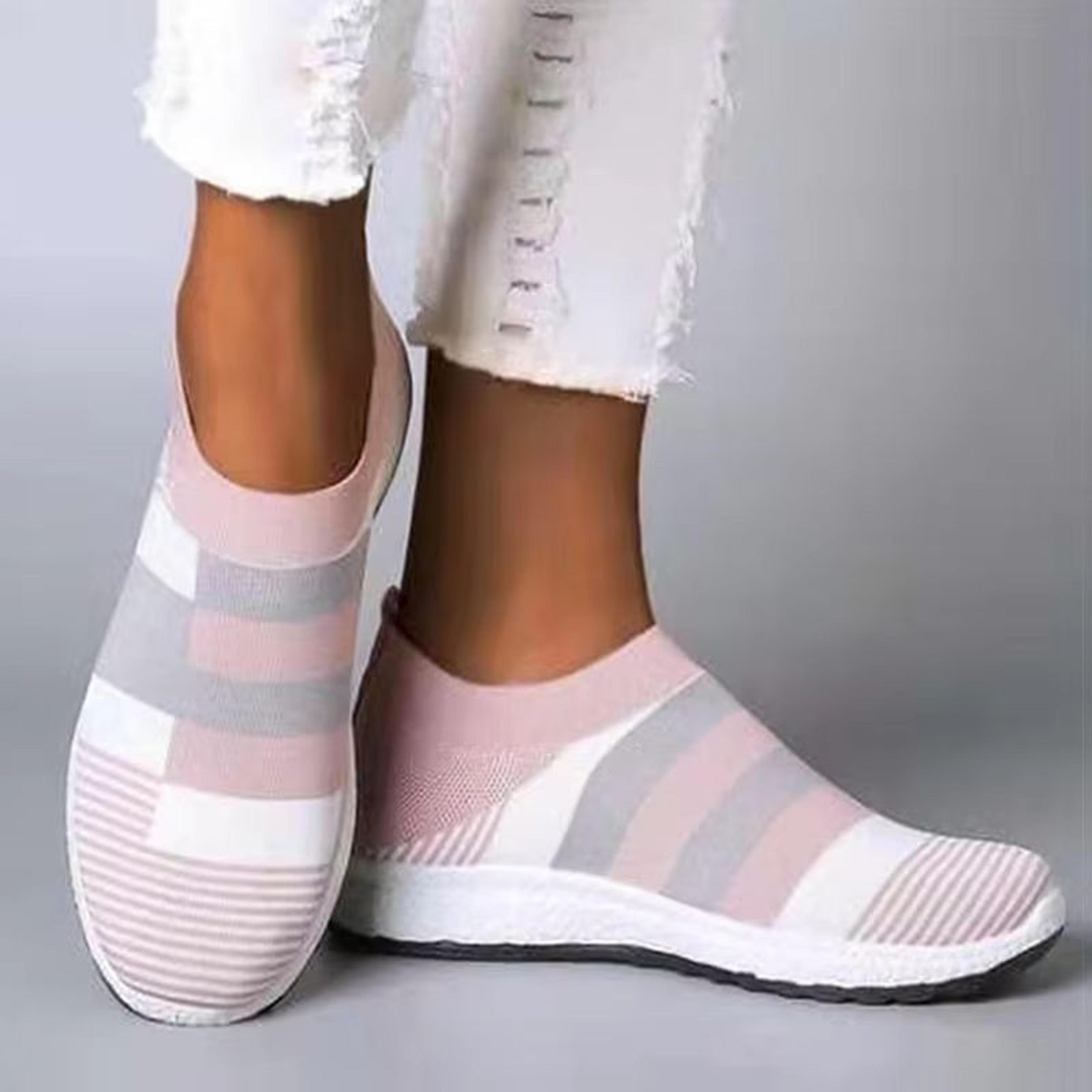women knitted sneakers casual flat vulcanized shoes mix color