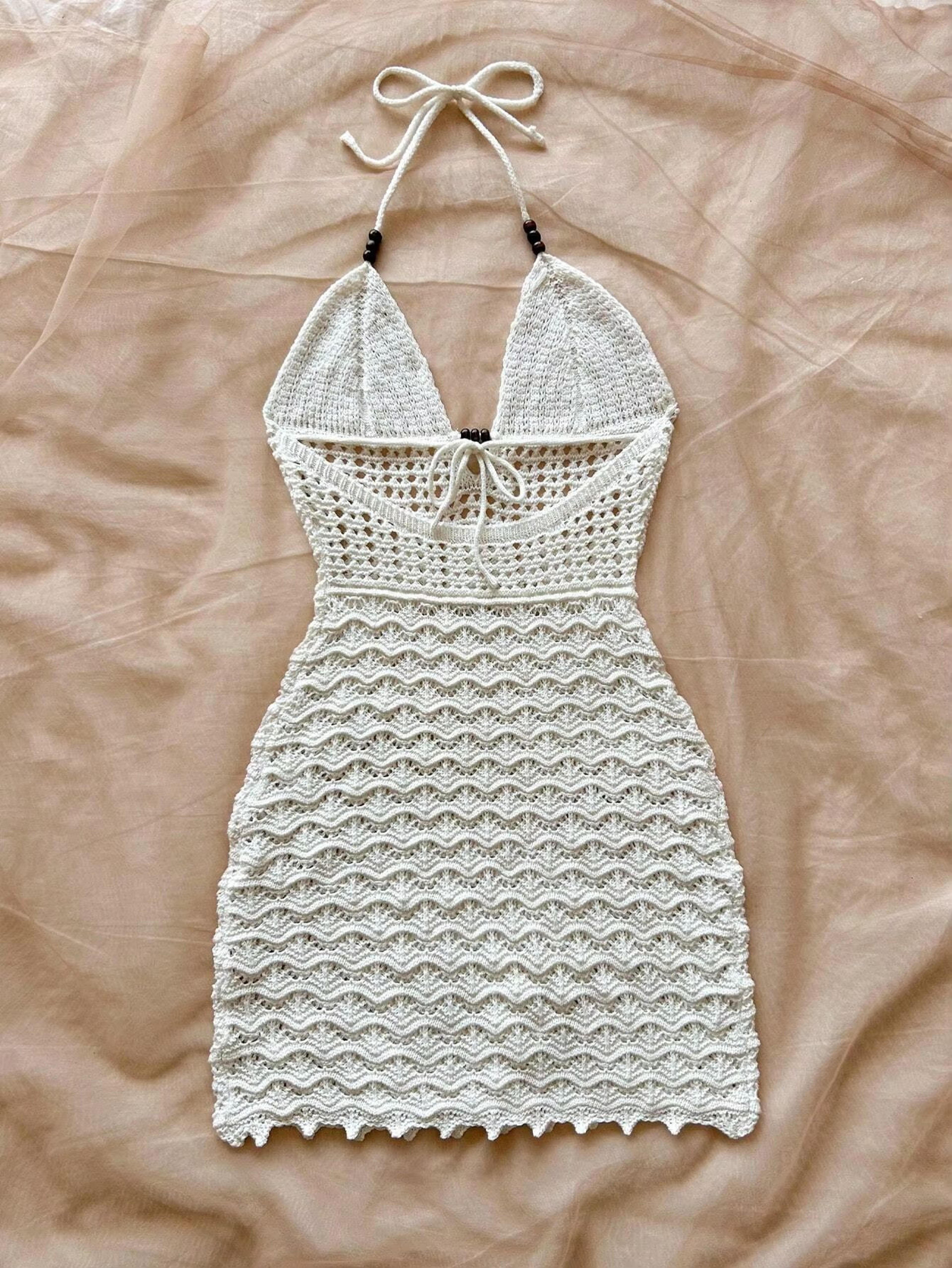 backless knitted dress Carousel Backless Knit Mini Dress White