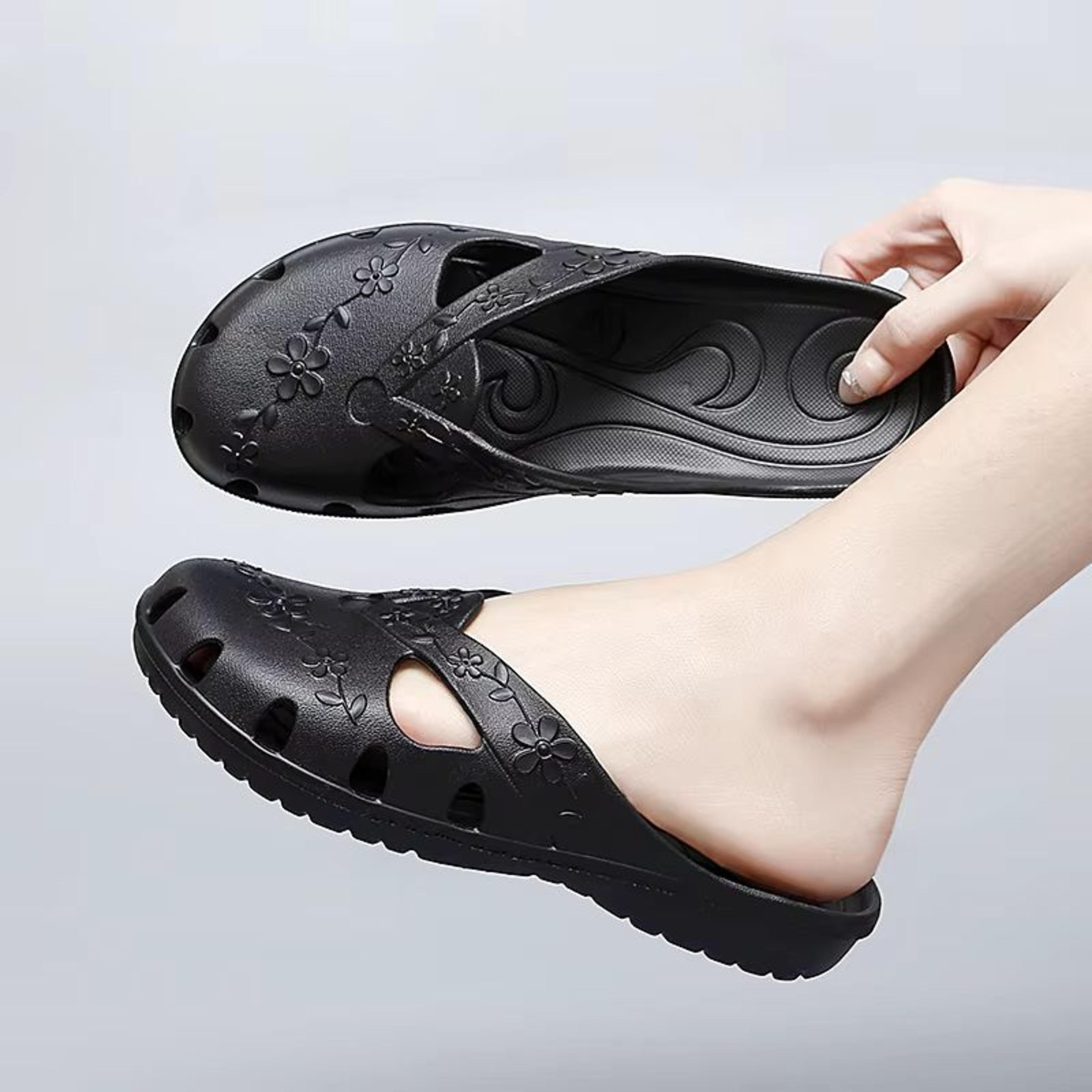 women's summer jelly platform slippers – breathable outdoor & indoor hole shoes for beach, house, and casual wear