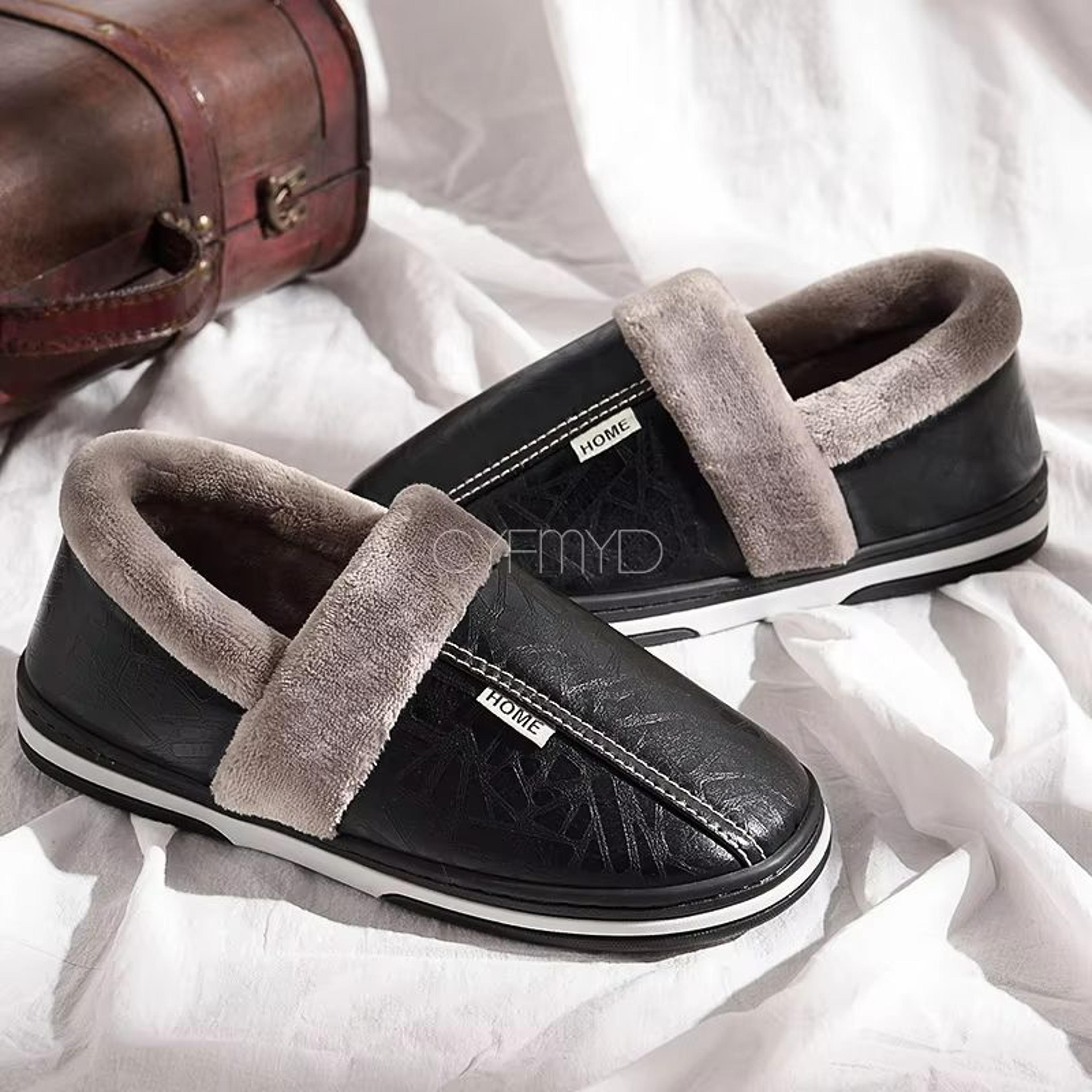 cozystep men's winter plush slippers – waterproof, warm & durable