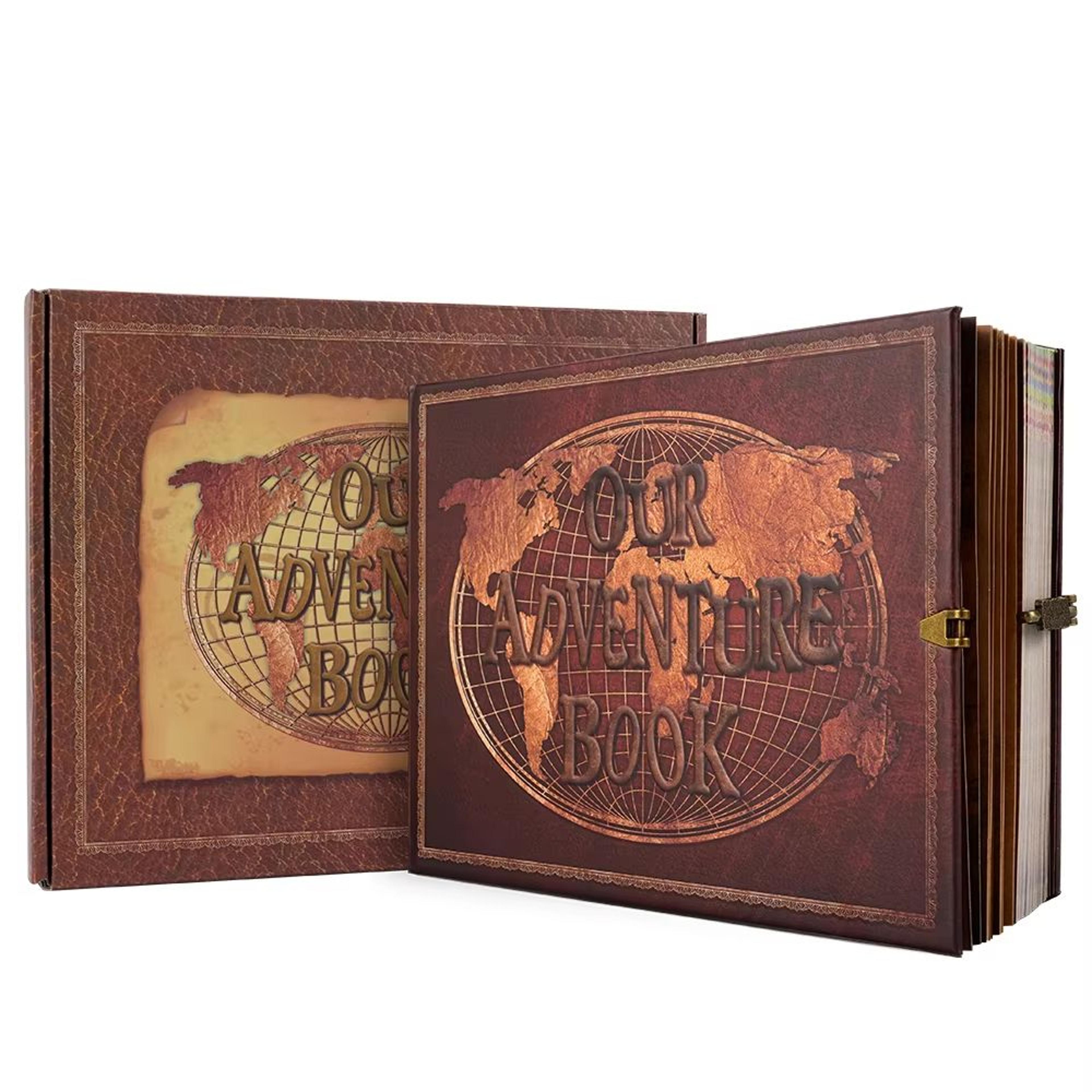 retro leather adventure photo album – 180-page diy scrapbook & wedding guest book for travel, anniversary & memory keeps