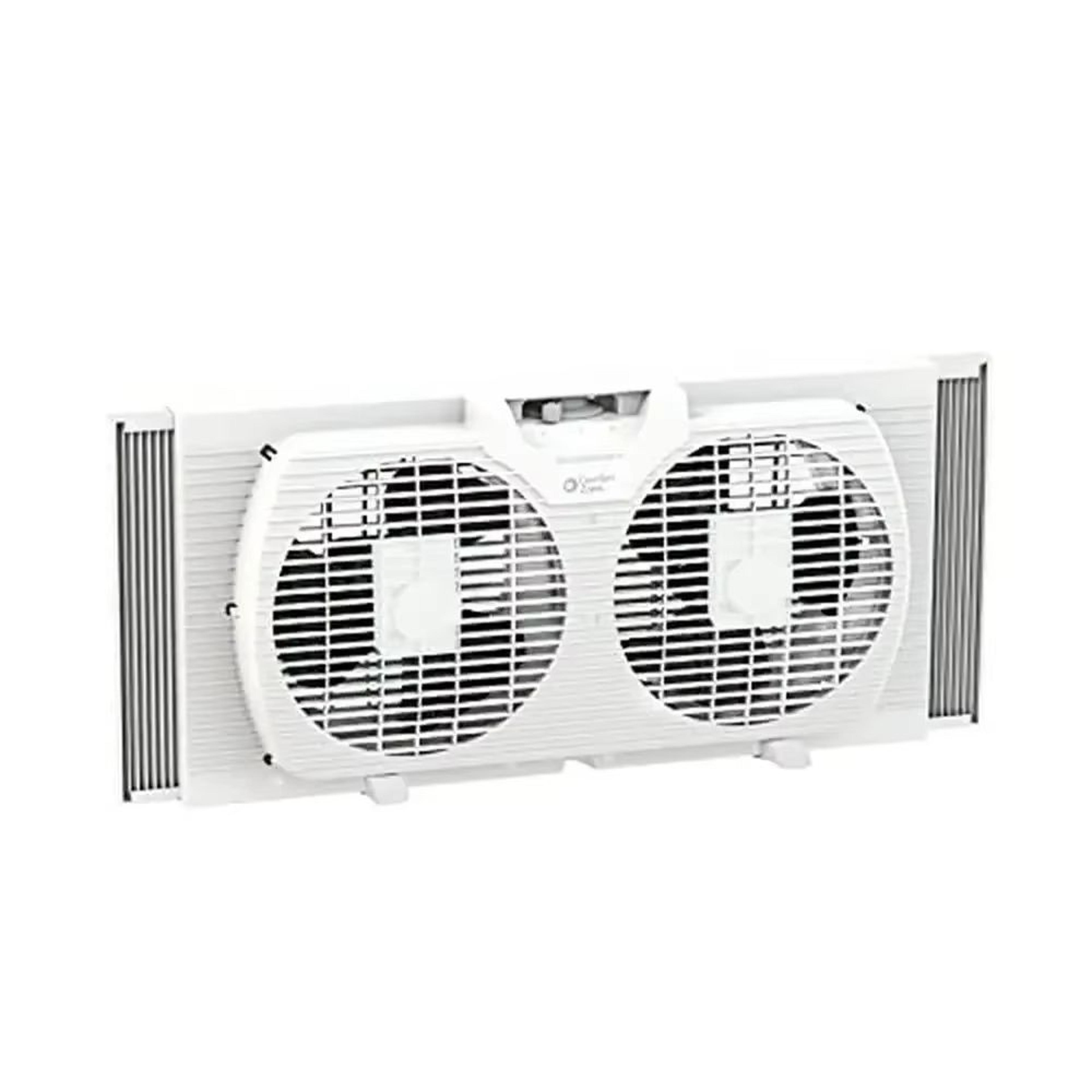twin window fan with reversible airflow – dual blade, expandable panels & 2-speed cooling