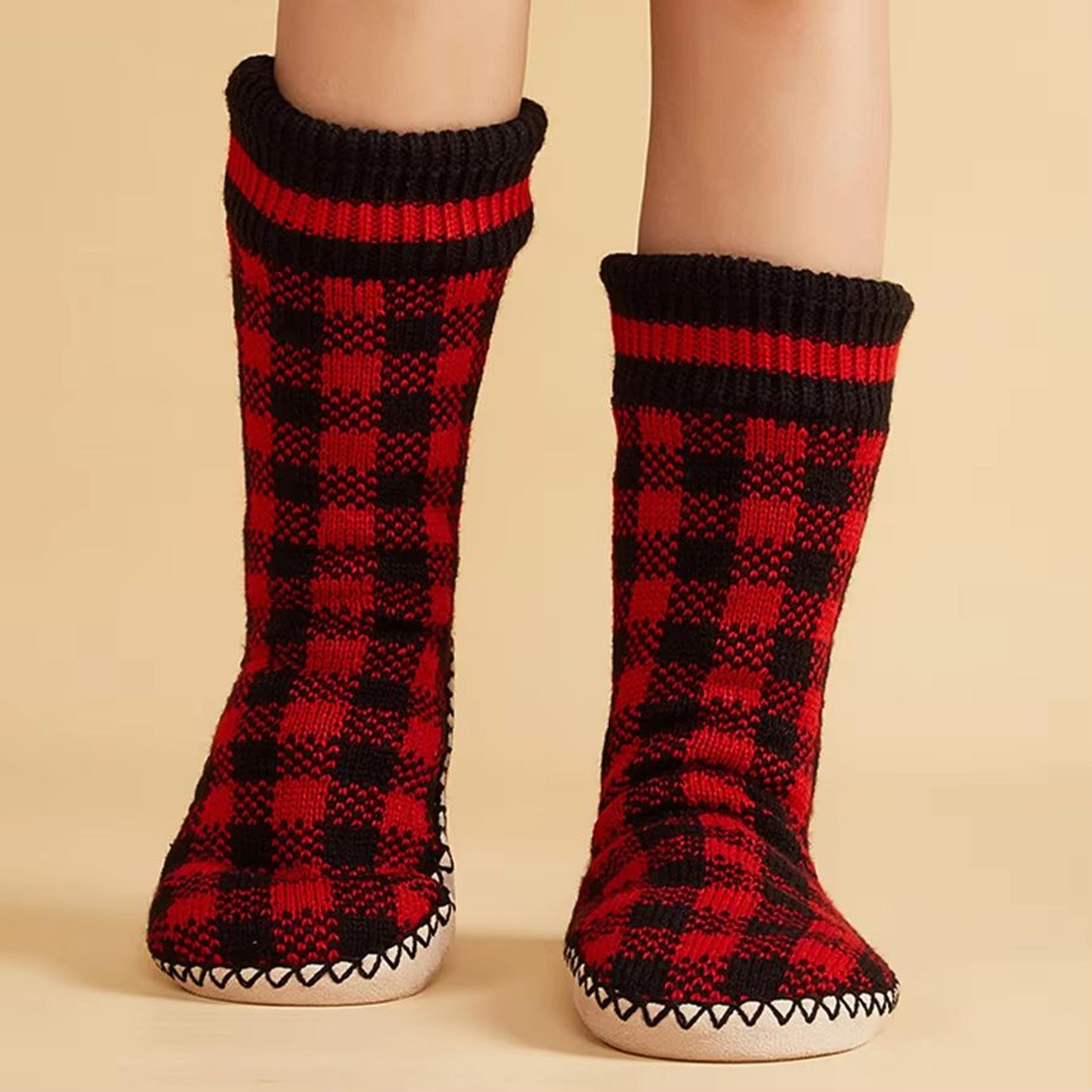 mens plush indoor slippers socks – warm non-slip house shoes for winter comfort