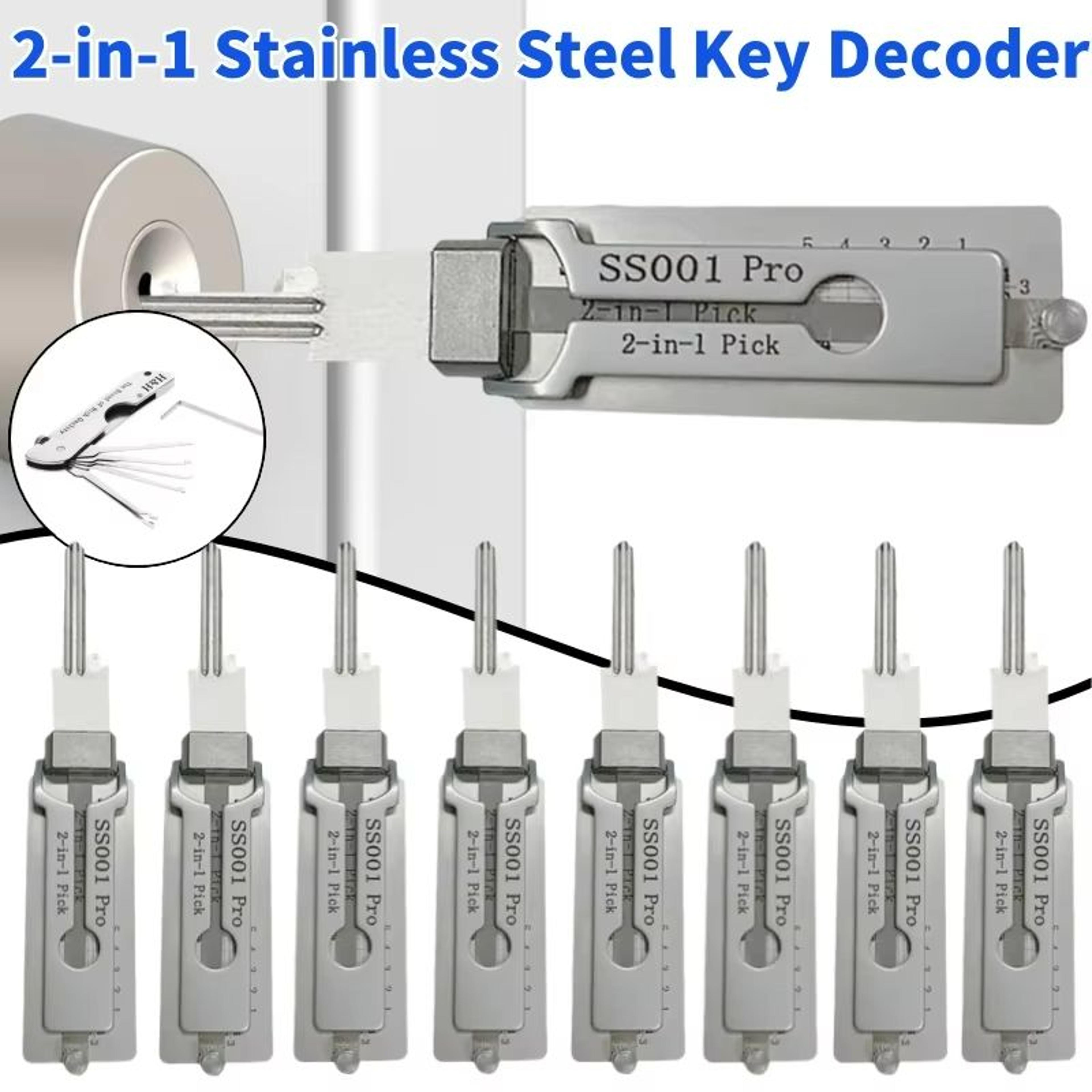 prodecode 2-in-1 stainless steel key decoder & hook tool