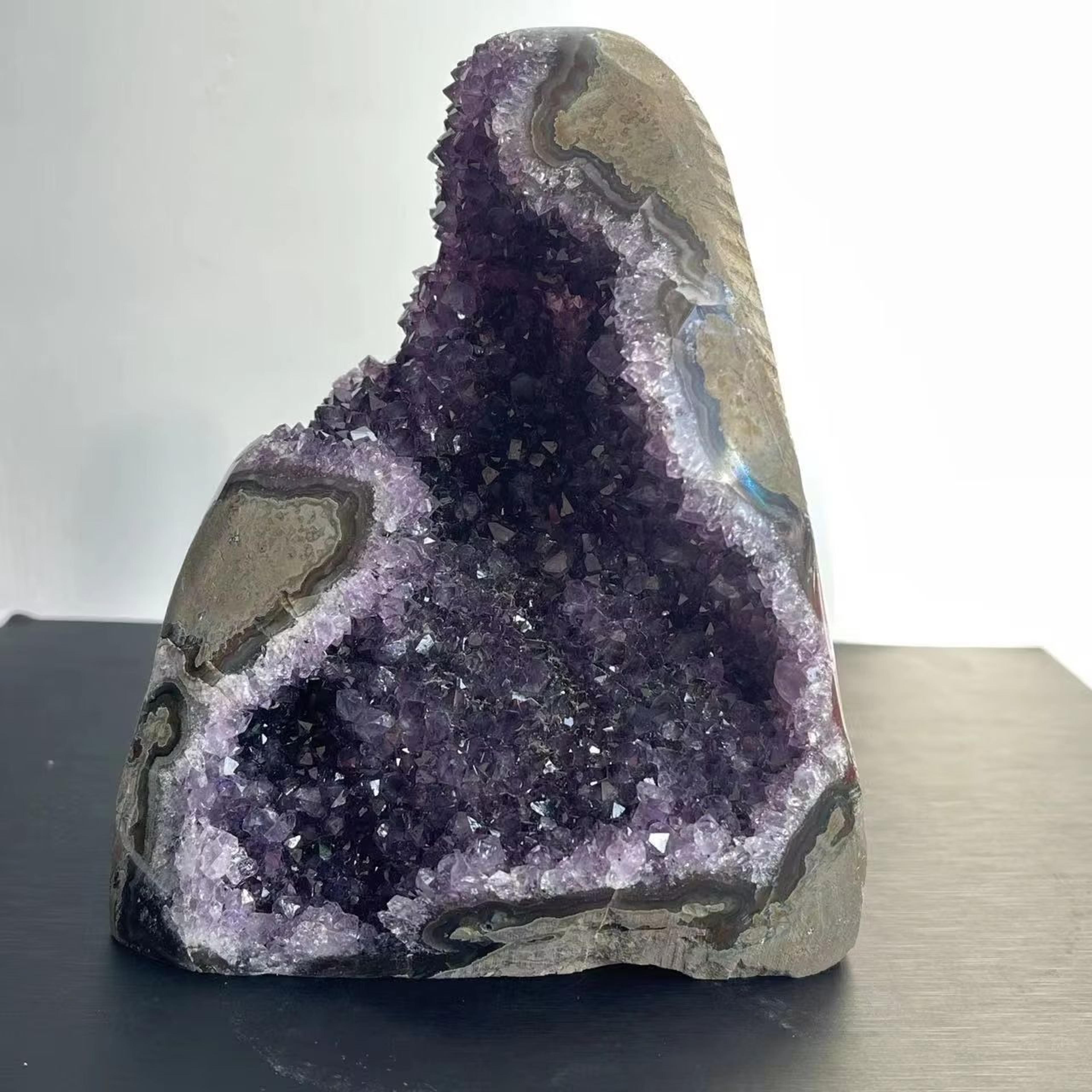 natural amethyst crystal cluster – raw quartz healing stone for home decor & feng shui energy balance