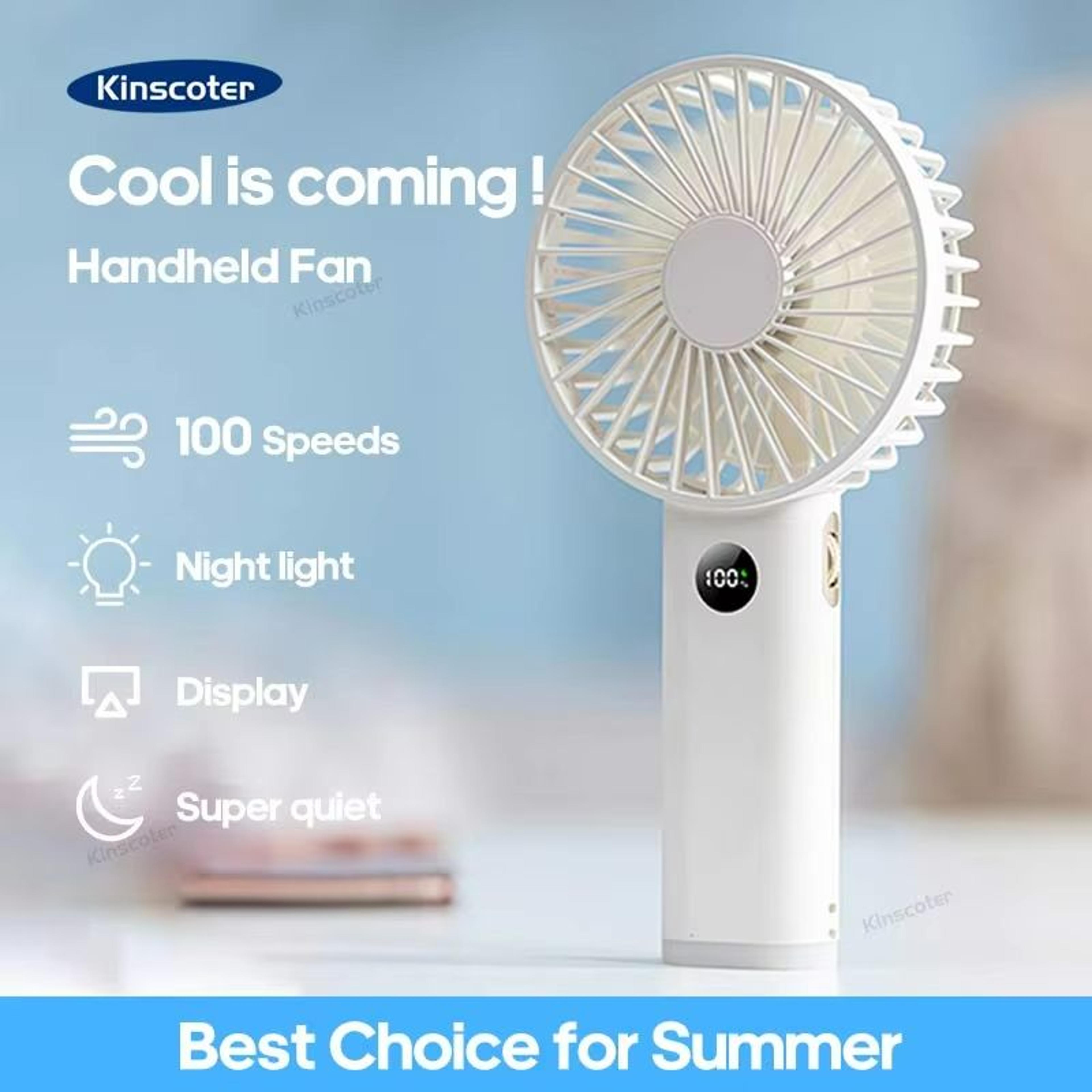 rechargeable handheld personal fan β portable mini usb fan with 3600mah battery, stepless speed & night light