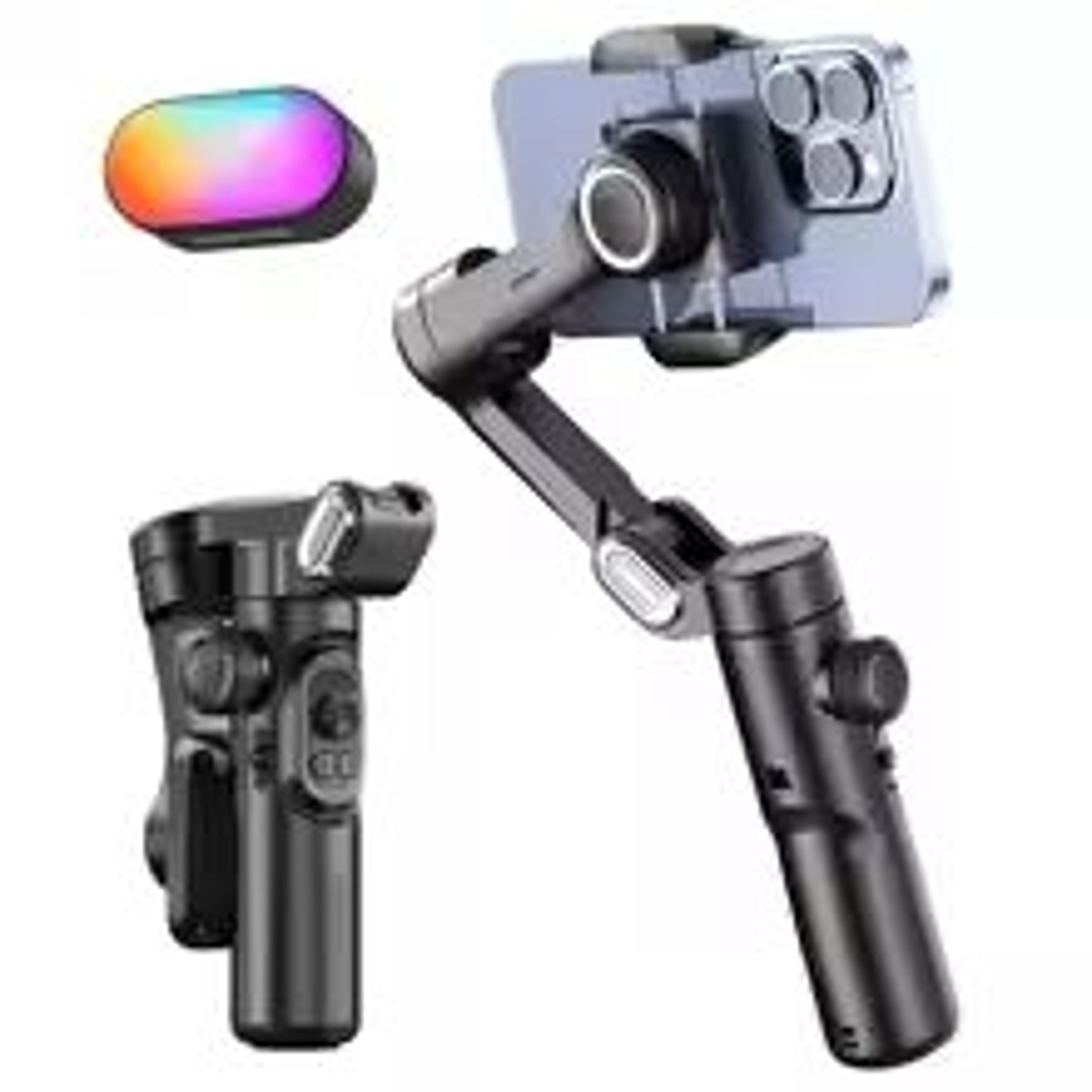 aochuan smart xe 3-axis smartphone gimbal stabilizer with fill light & face tracking