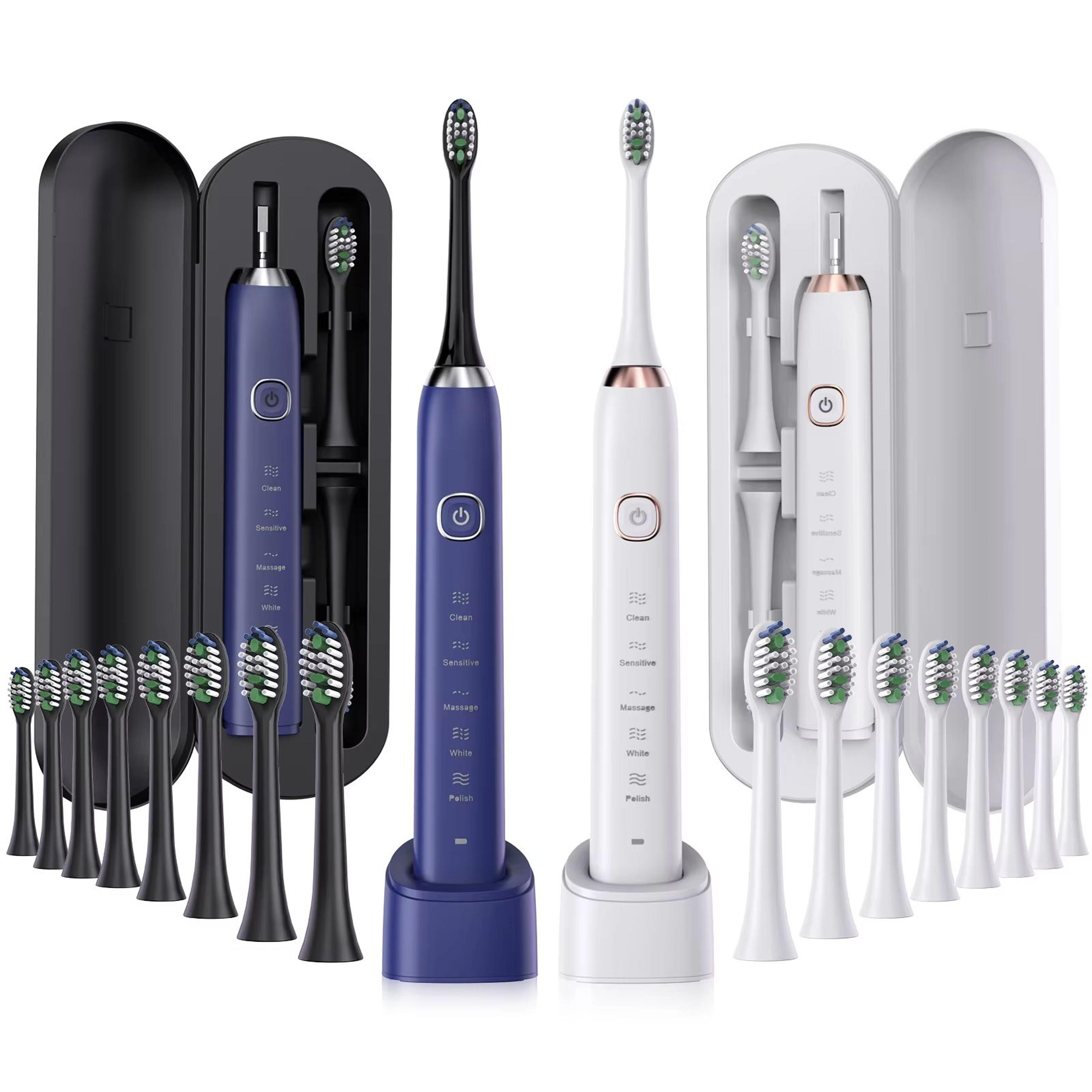 sarmocare s100 sonic electric toothbrush – smart ultrasonic whitening with 8 brush heads