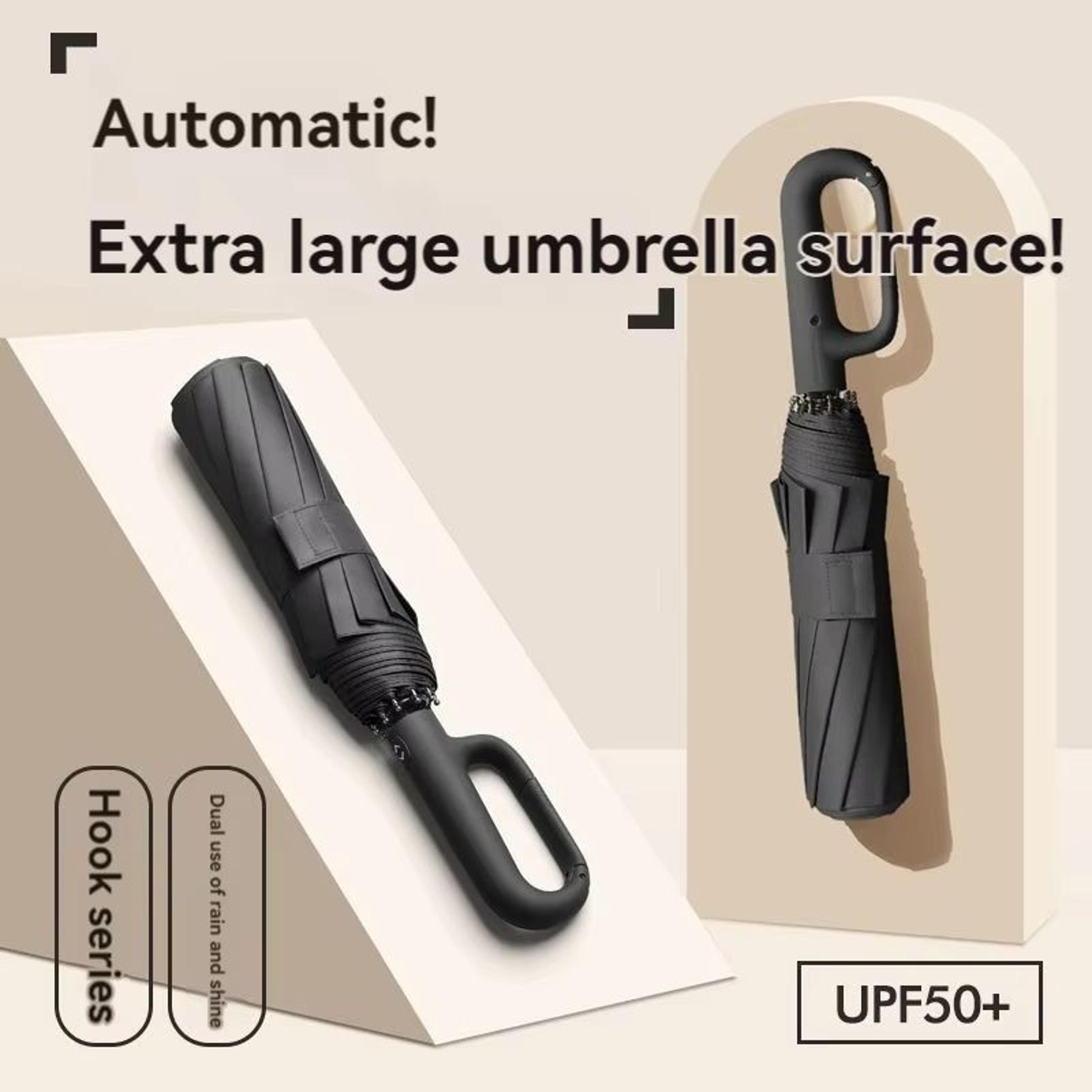20-rib automatic folding umbrella – extra large windproof sun and rain protection for men and women