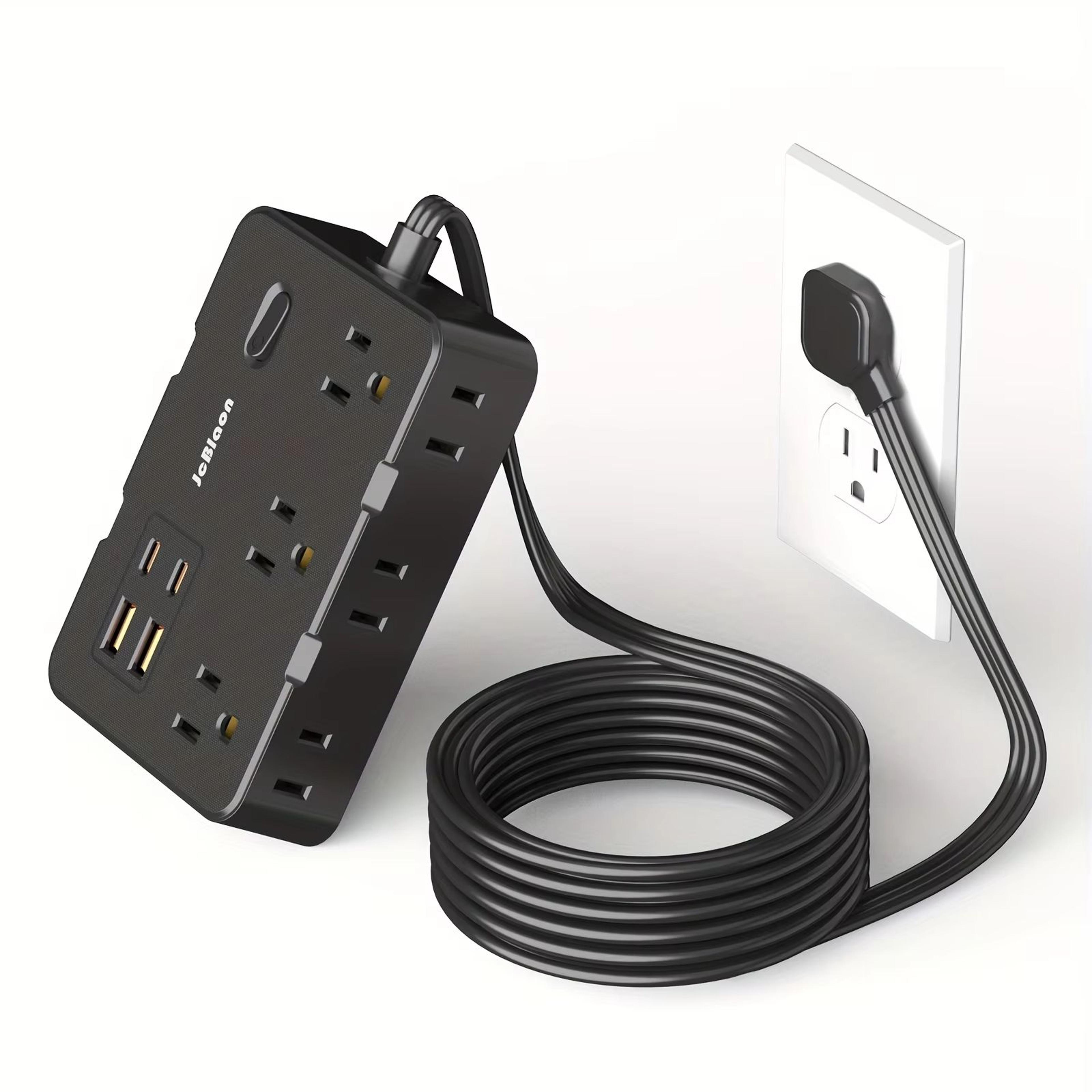 ultra thin flat plug power strip with 6 outlets and 4 usb ports (2 usb-c) – 5ft surge protector extension cord