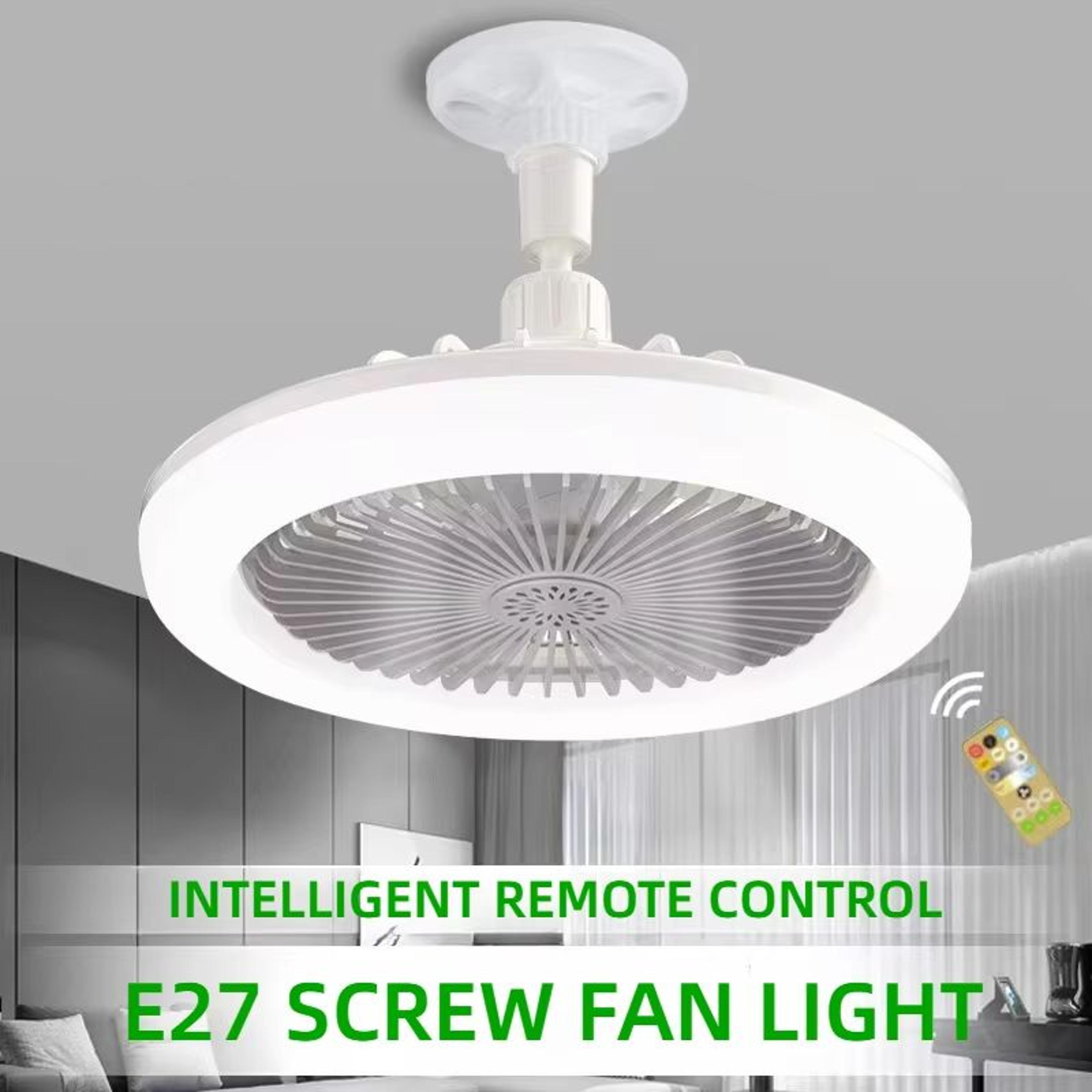rotatable 3-in-1 ceiling fan lamp with remote control – e27 base led lighting for bedroom & living room