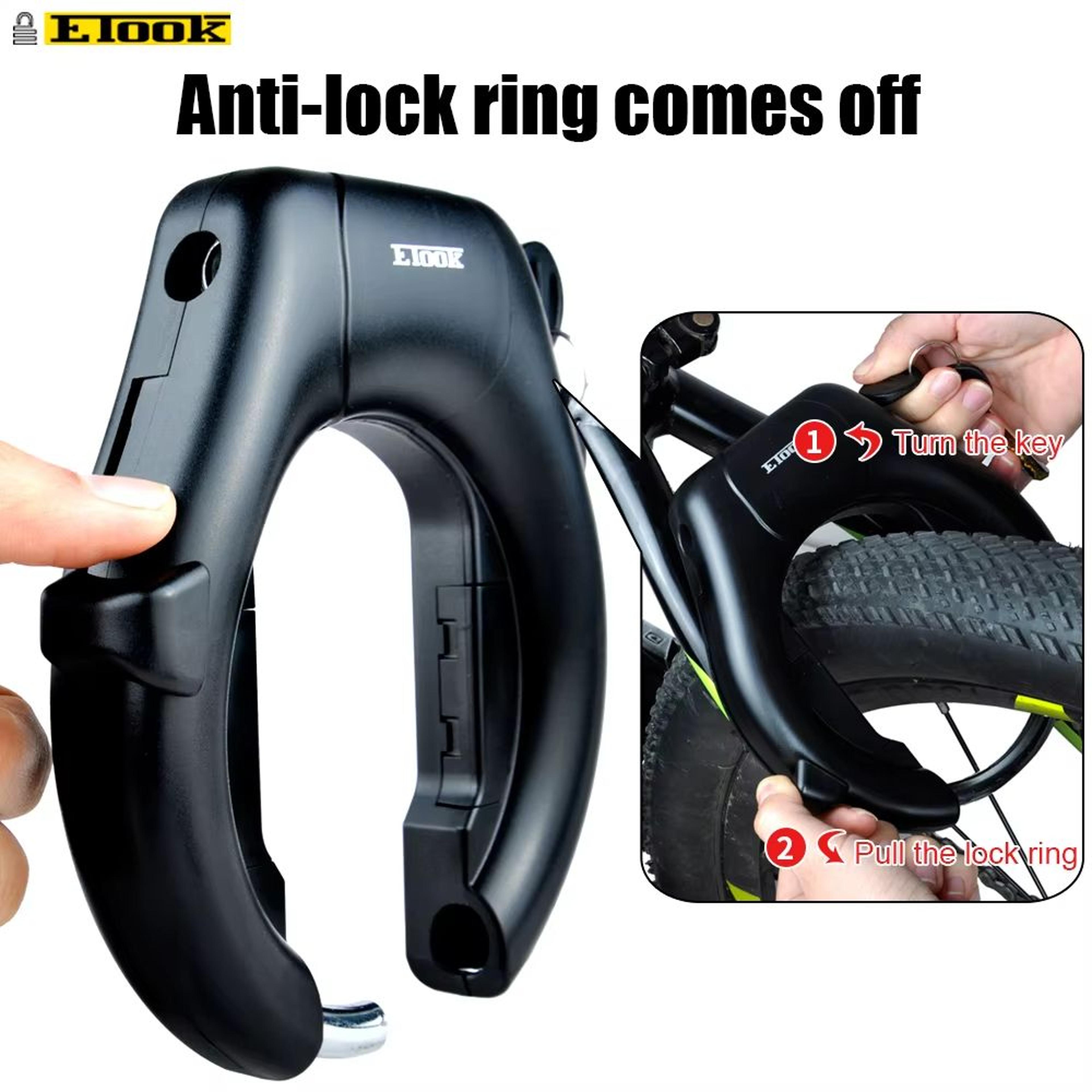 etook heavy-duty bike lock – anti-theft hardened steel horseshoe lock for road and mountain bicycles