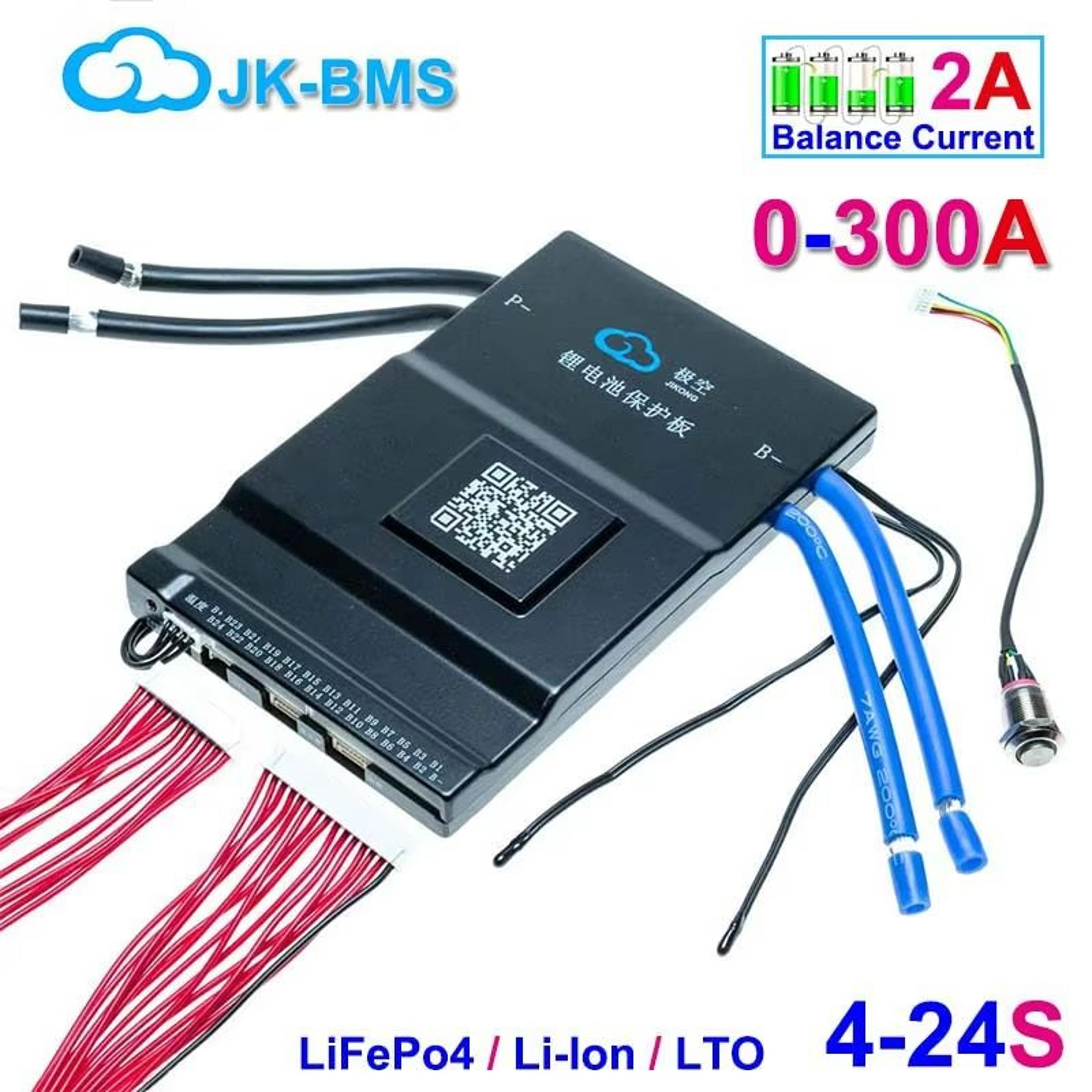 jikong smart bluetooth bms 2– active balance battery management system for li-ion, lifepo4 & lto (12v–48v, 200a–300a)