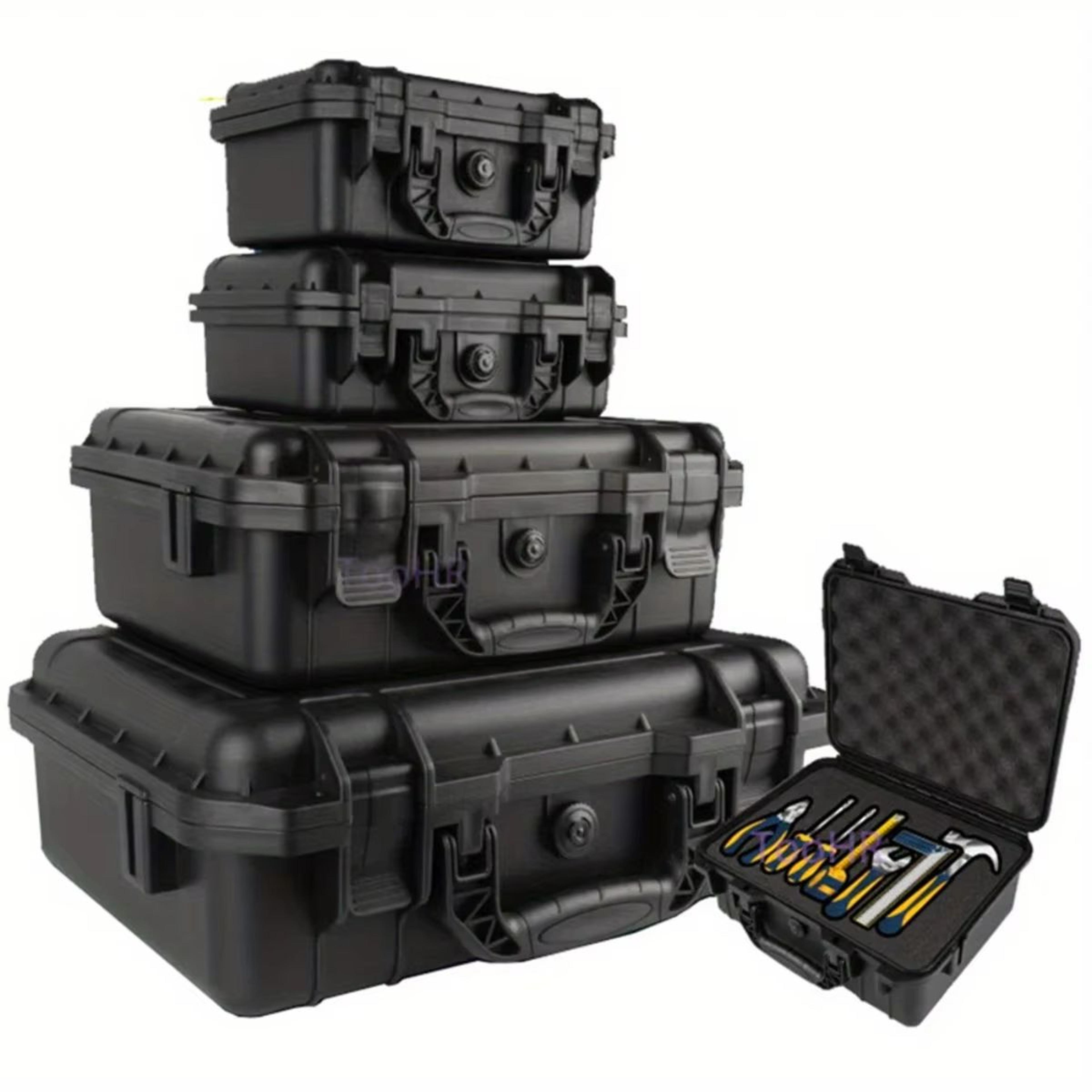 waterproof hard carry case with pre-cut foam – protective storage box and tool organizer