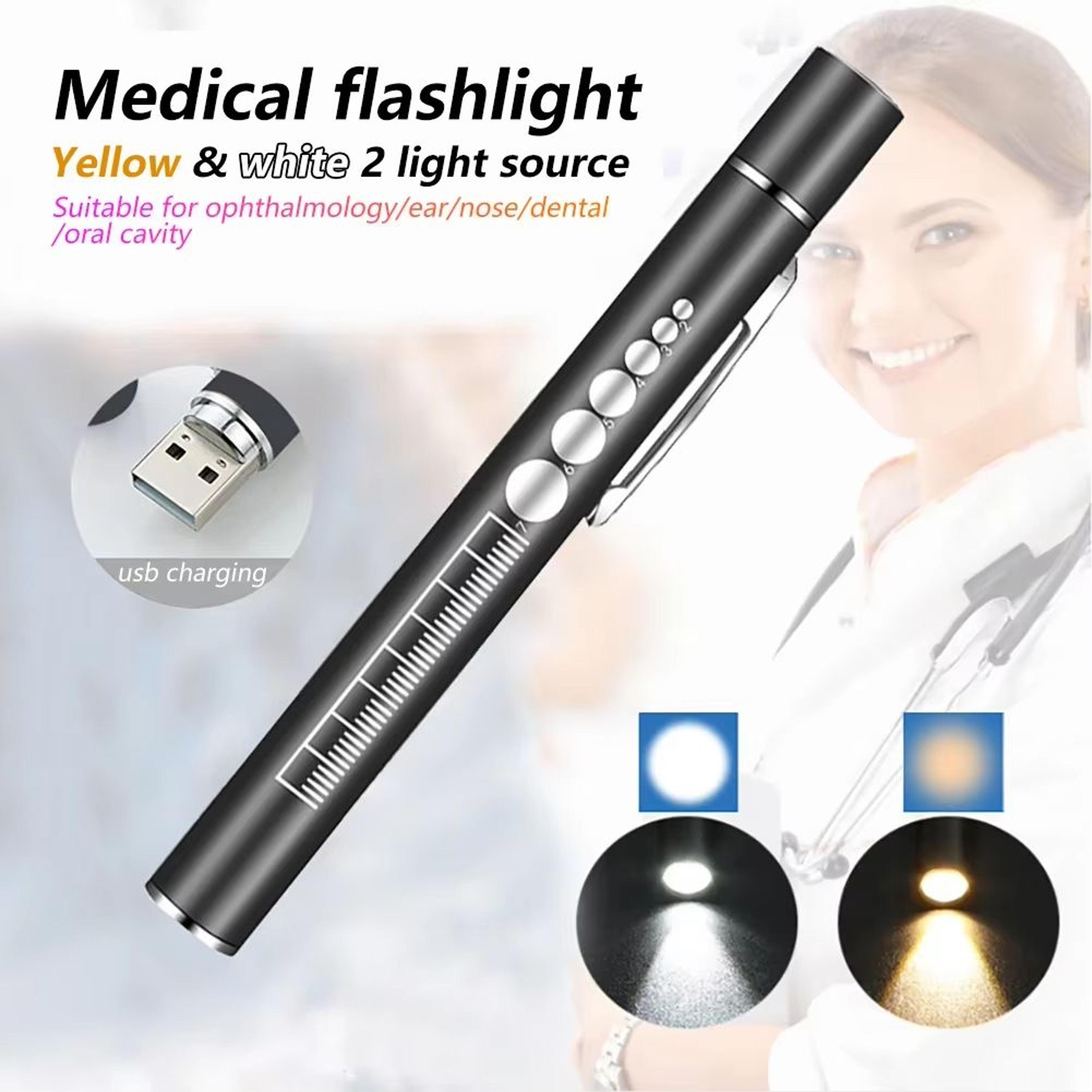 usb rechargeable medical pen light with stainless steel clip