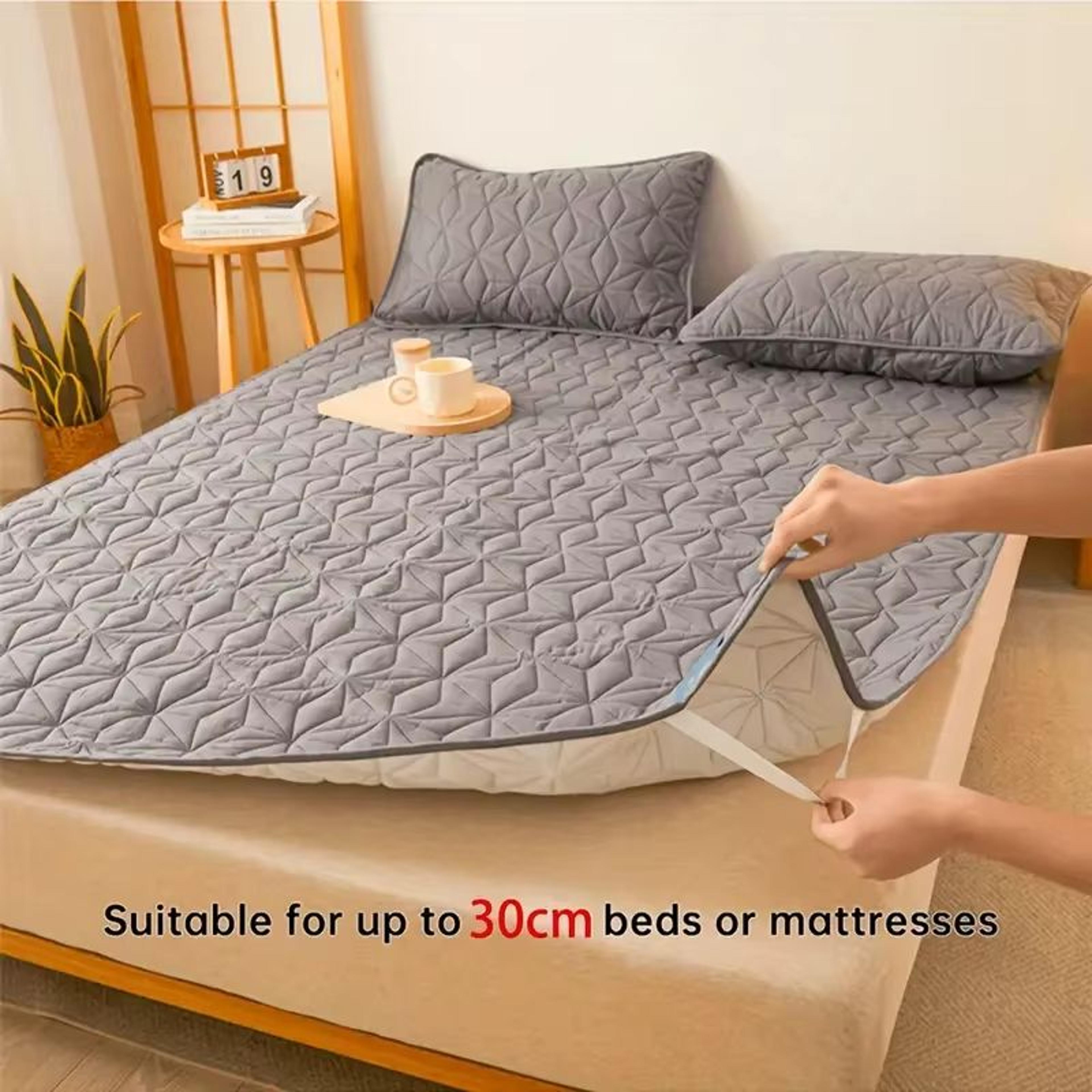 breathable waterproof mattress protector with elastic straps – noiseless deep pocket cover pad